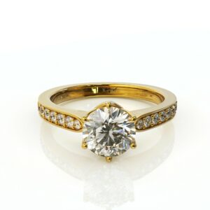 טבעת אירוסין זהב ושורת יהלומים דגם: קייט