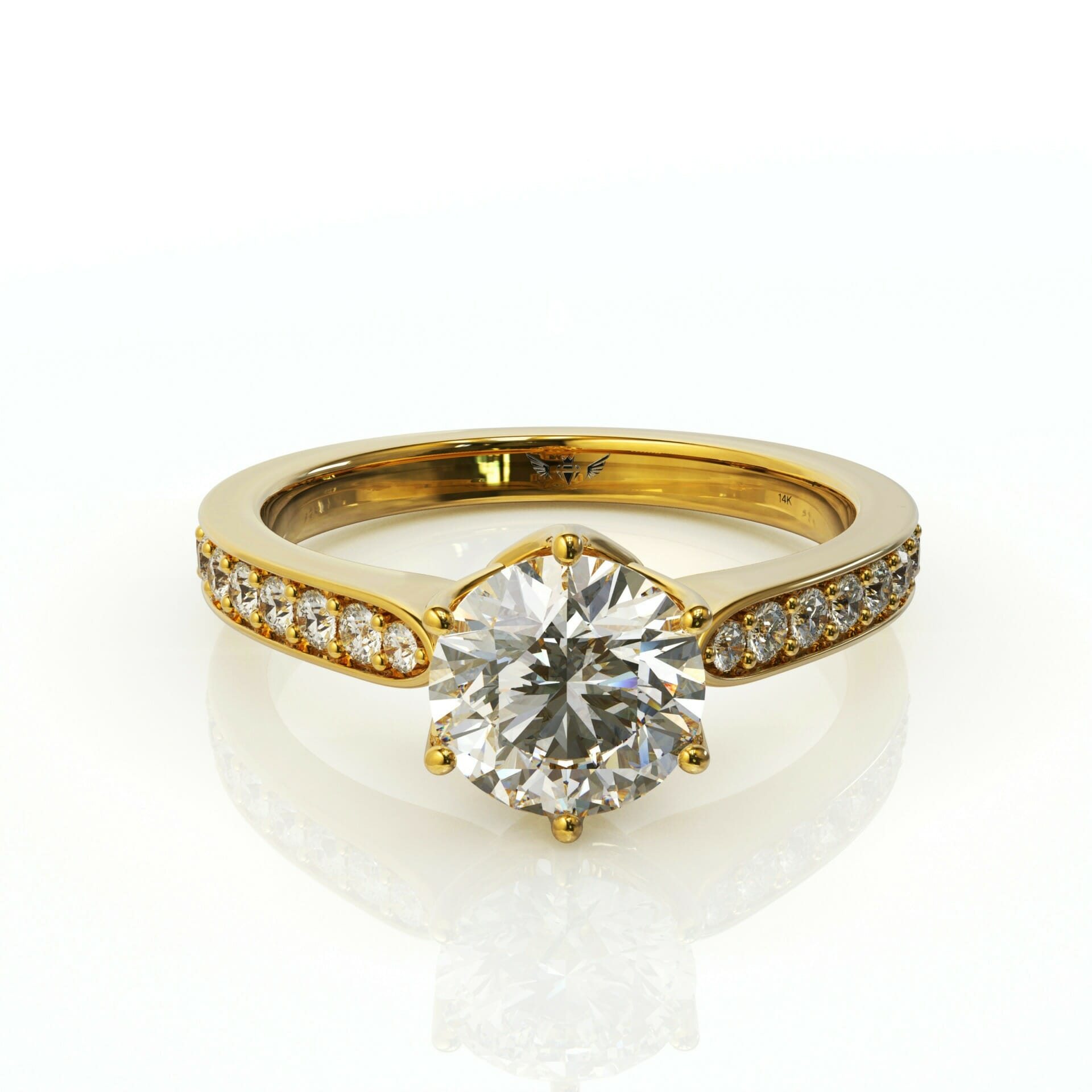 טבעת אירוסין זהב ושורת יהלומים דגם: קייט