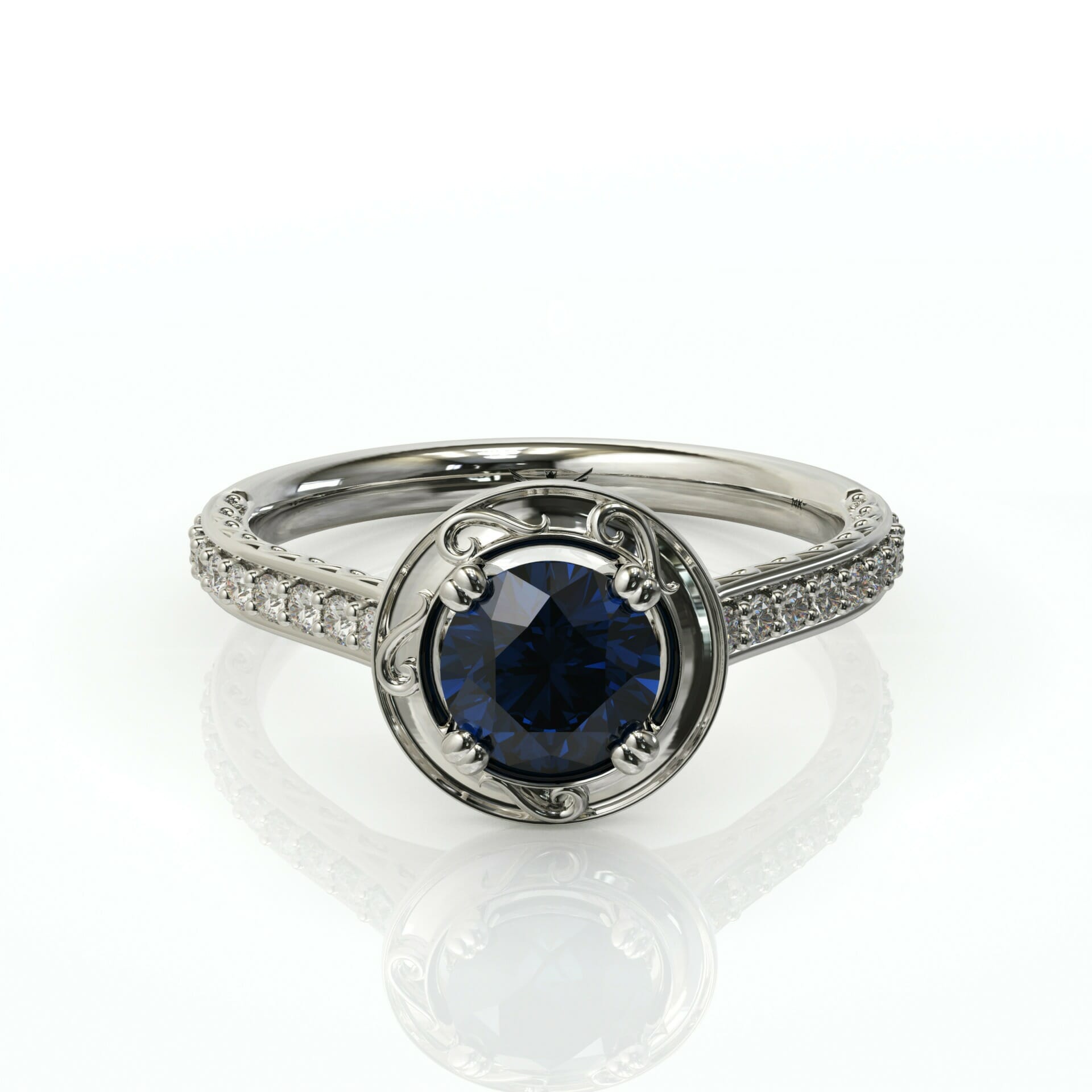 שורות יהלומים לבנים ואבן חן ספיר דגם: Josie