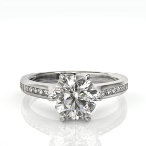 טבעת אירוסין ויהלום עגול בשיבוץ שש שיניים דגם: אמי