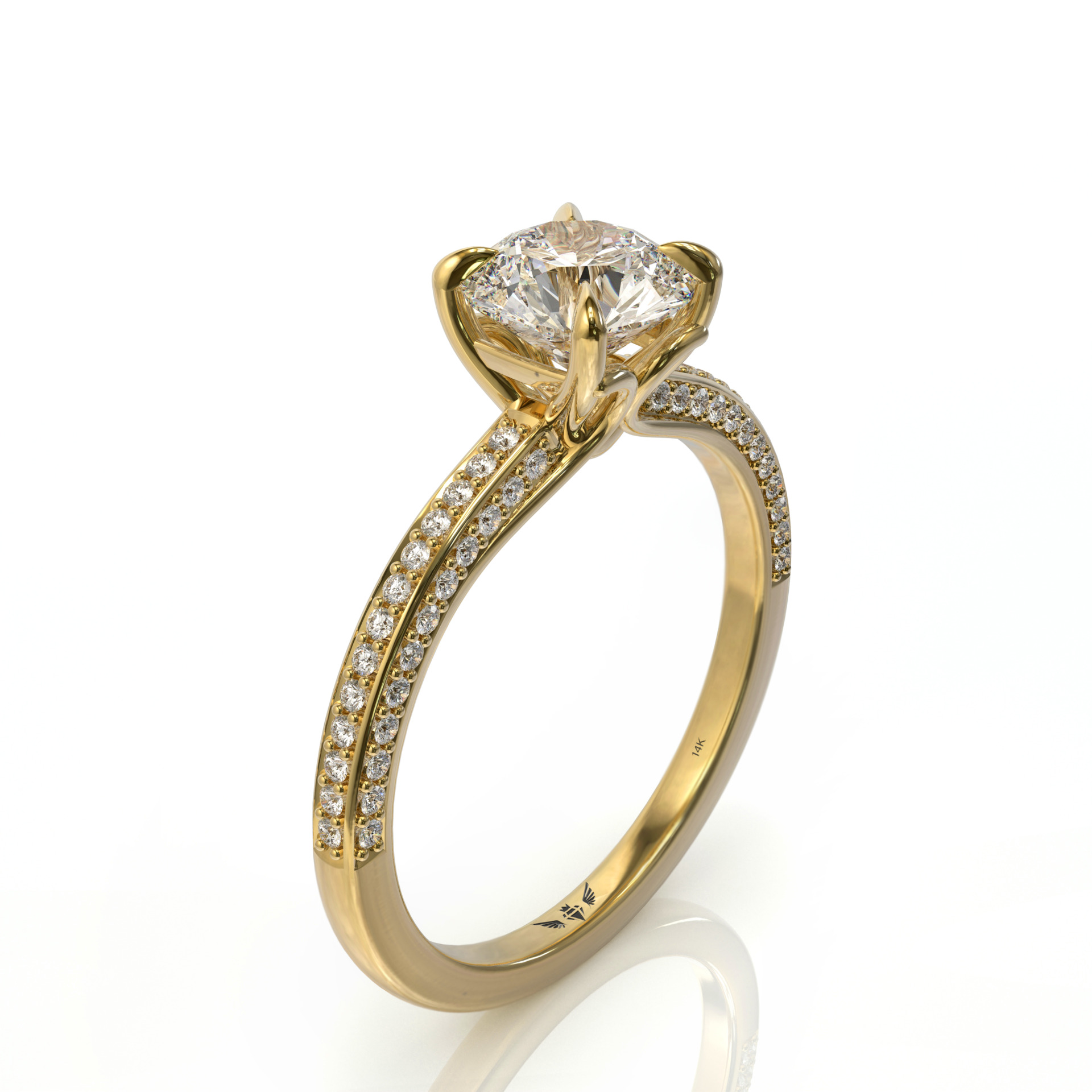 טבעת אירוסין יוקרתית משובצת יהלומים דגם: קרן