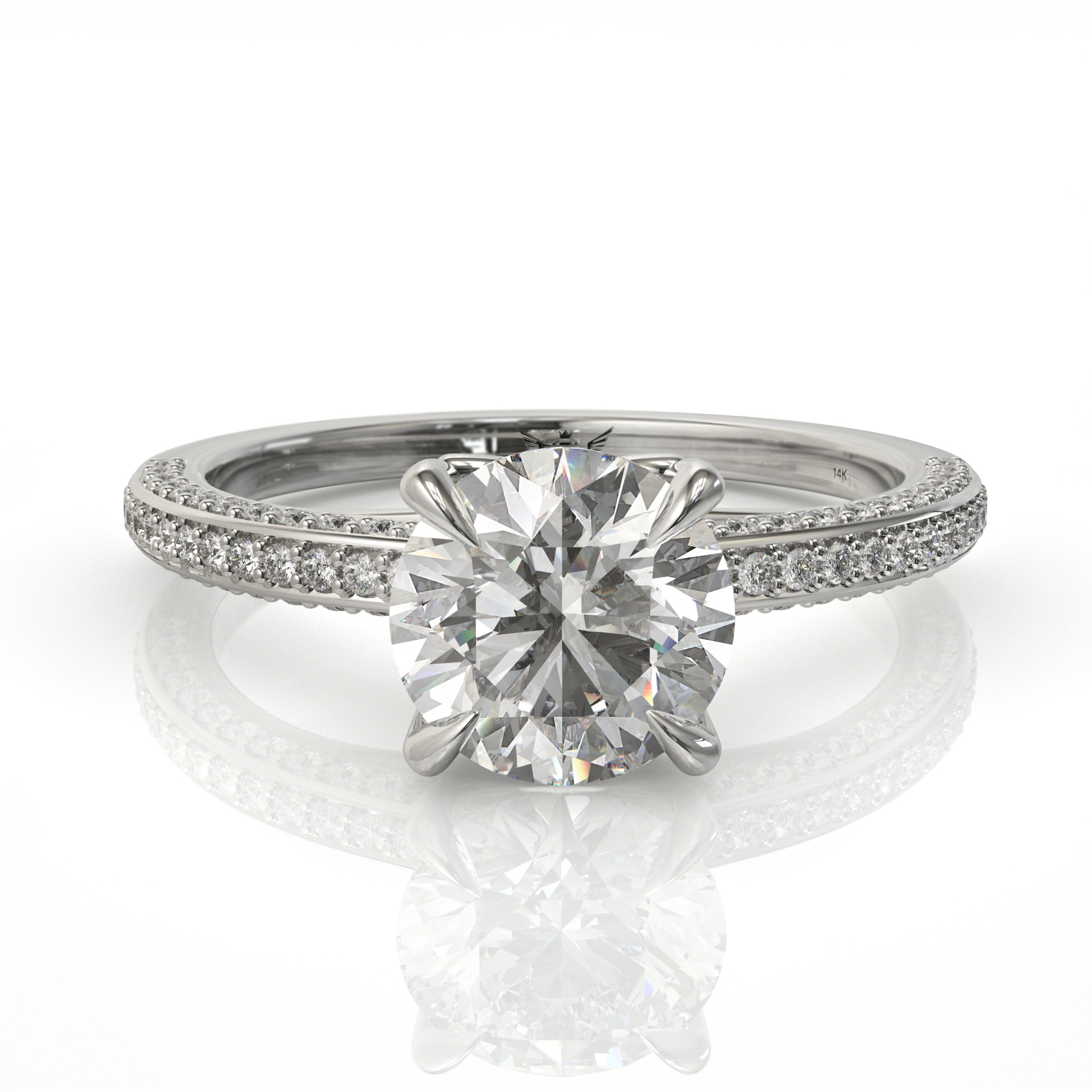 טבעת אירוסין יוקרתית משובצת יהלומים דגם: קרן