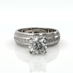 טבעת שלוש שורות יהלומים ויהלום עגול דגם: סידני