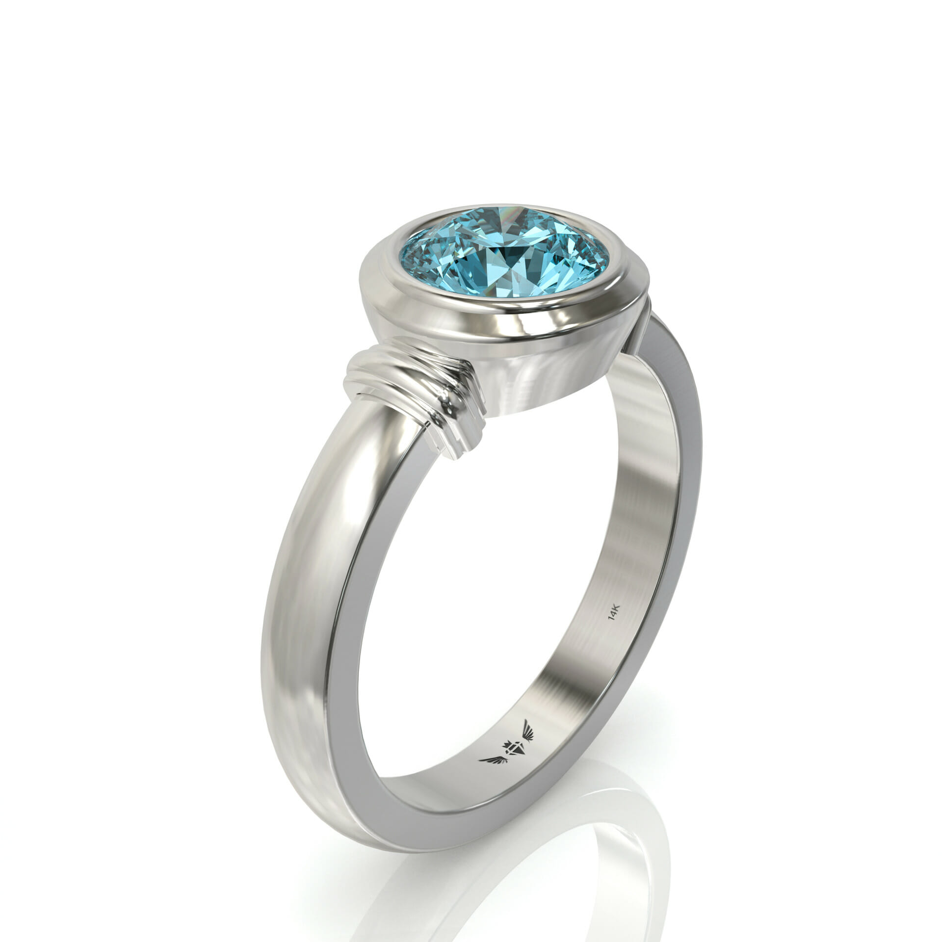 טבעת זהב אבן חן אקוואה מרין מרהיבה דגם: Maya