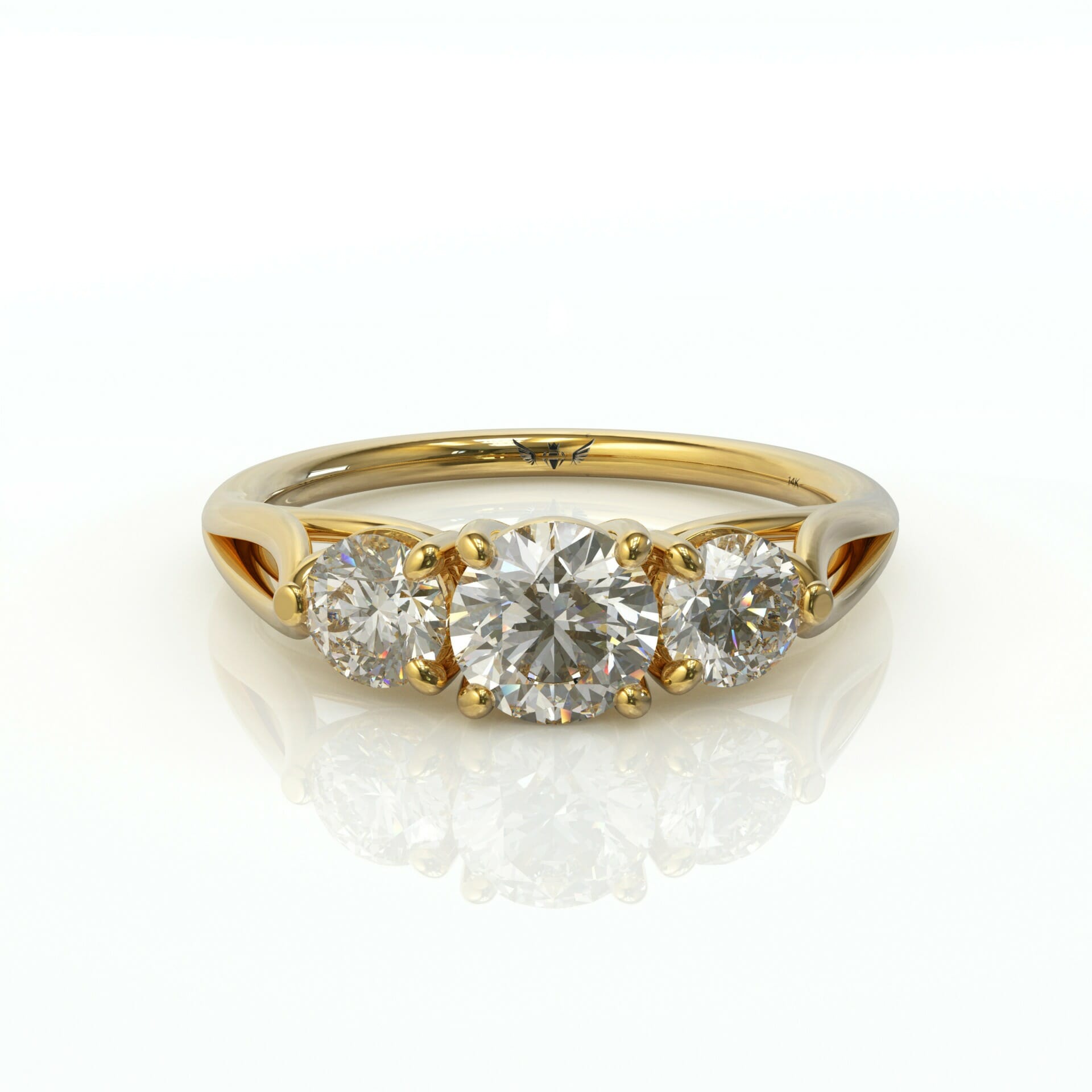 טבעת שלוש יהלומים עדינה דגם: Neta