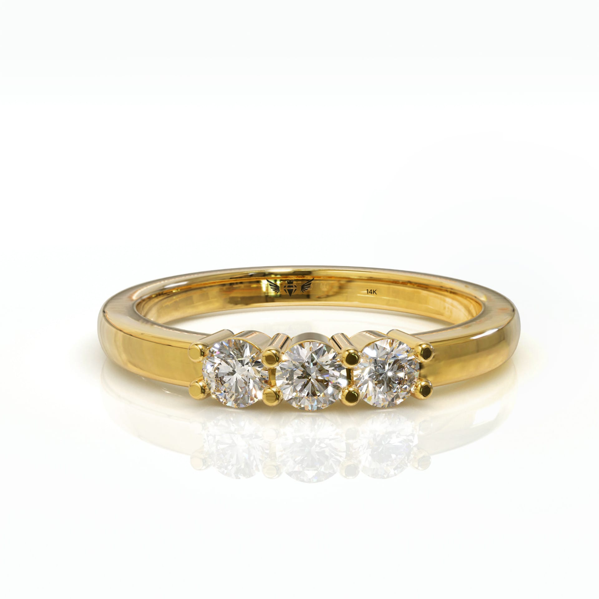 טבעת עדינה שלוש יהלומים דגם: Grace