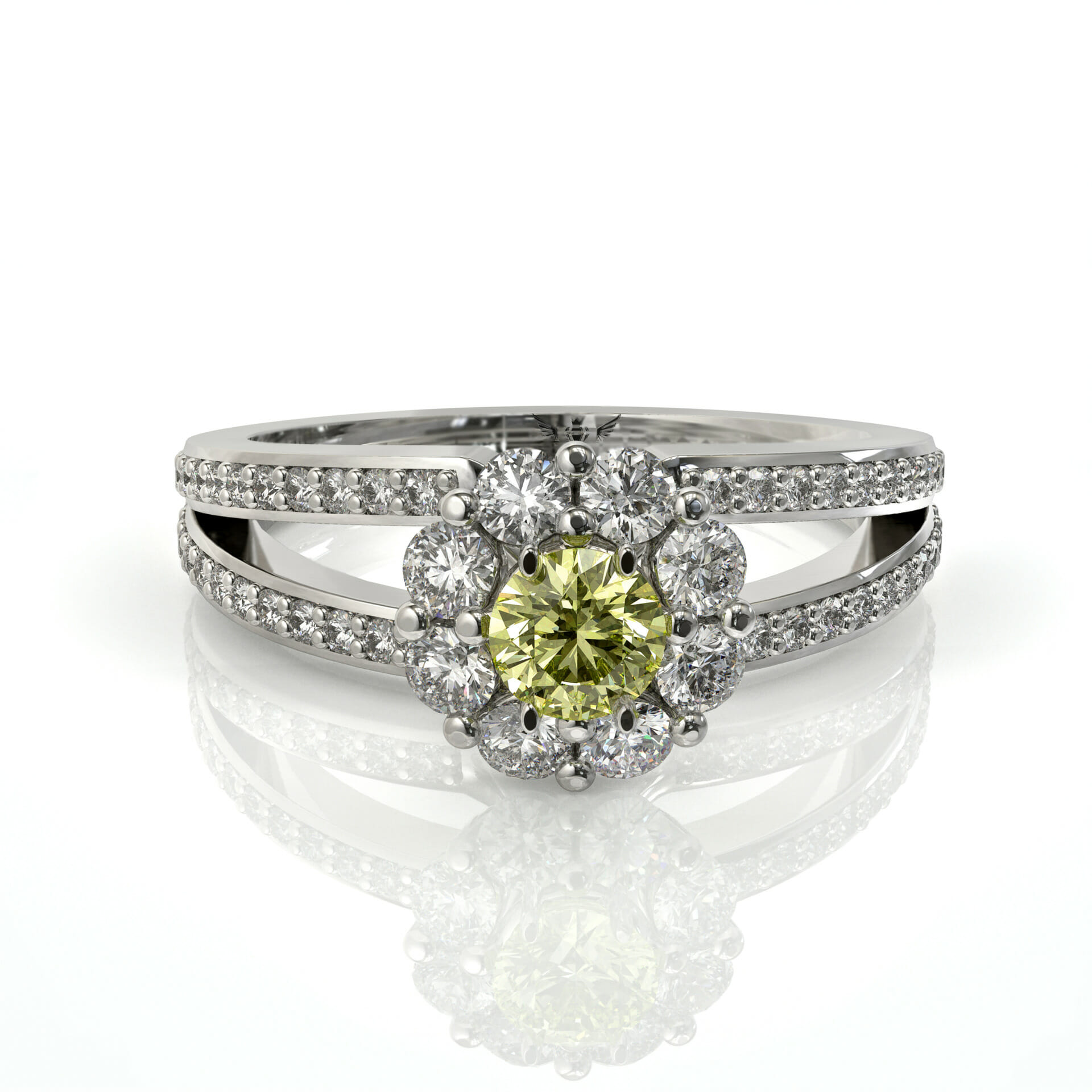 טבעת פרח יהלומים ואבן חן ספיר דגם: Alina