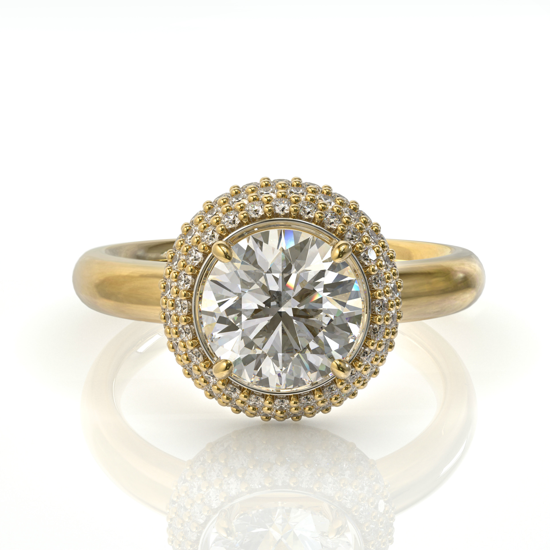 טבעת יוקרתית להצעת נישואין עטופה ביהלומים דגם: לונה