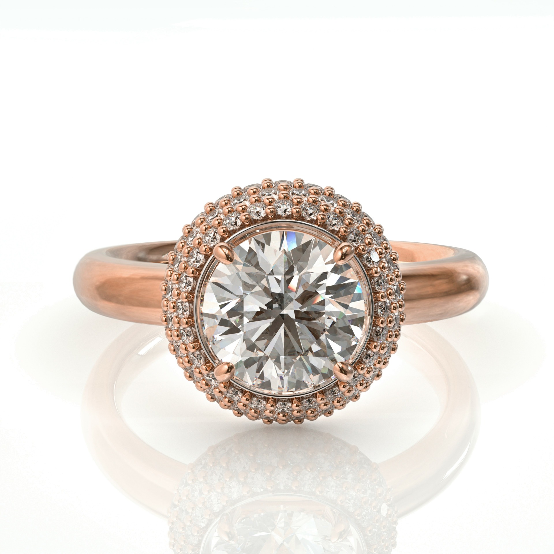 טבעת יוקרתית להצעת נישואין עטופה ביהלומים דגם: לונה