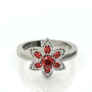 פרח אבני חן רובי בטבעת זהב דגם: Kaylee