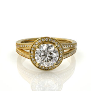 טבעת זהב והיילו יהלומים דגם: ריילי