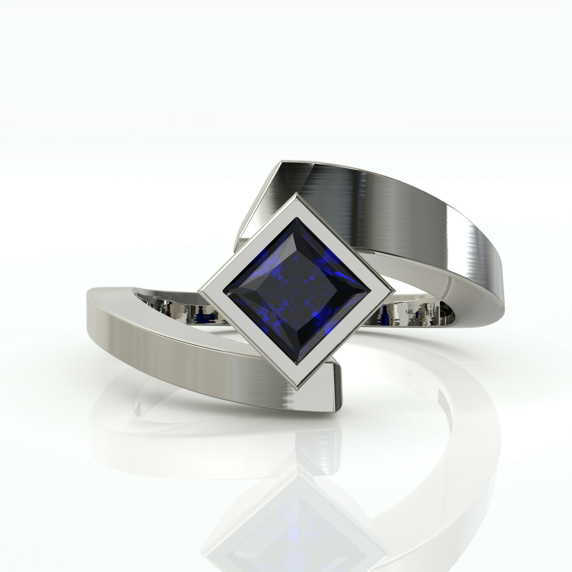 טבעת טוויסט אבן חן ספיר פרינסס דגם: Sarit