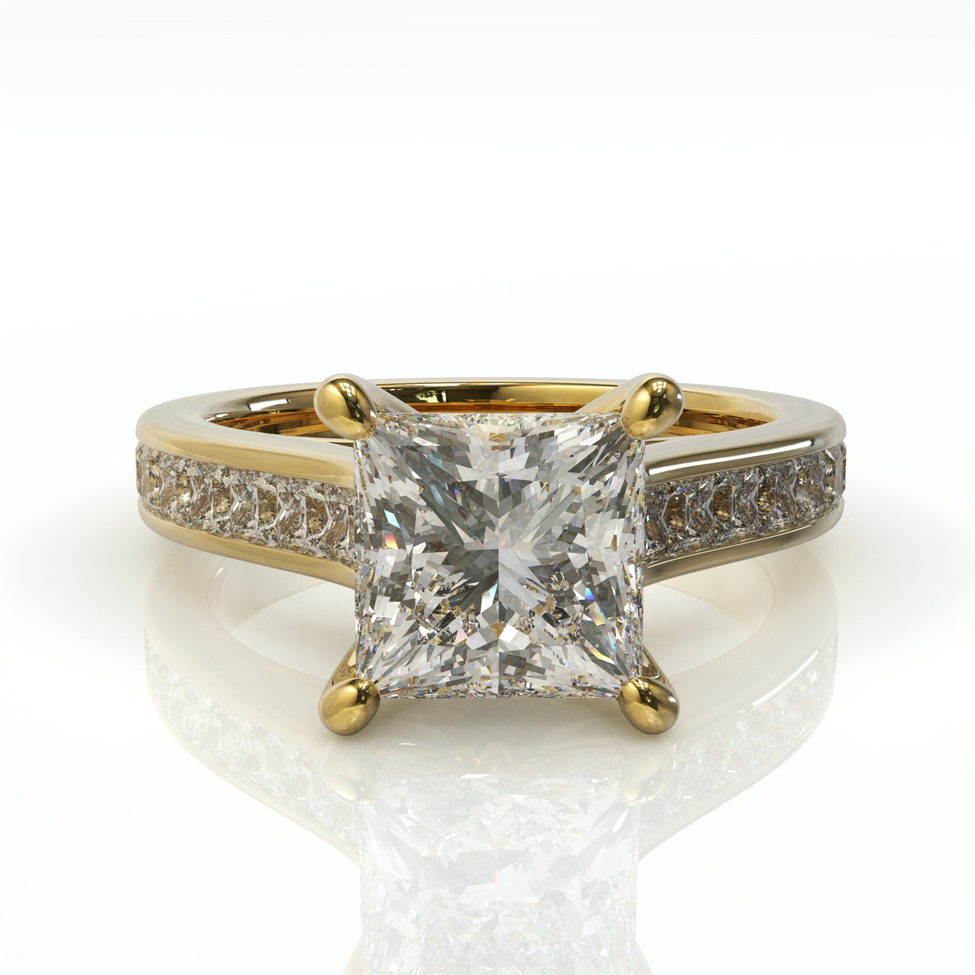 יהלומי פרינסס בטבעת יהלומים יוקרתית דגם: מלודי