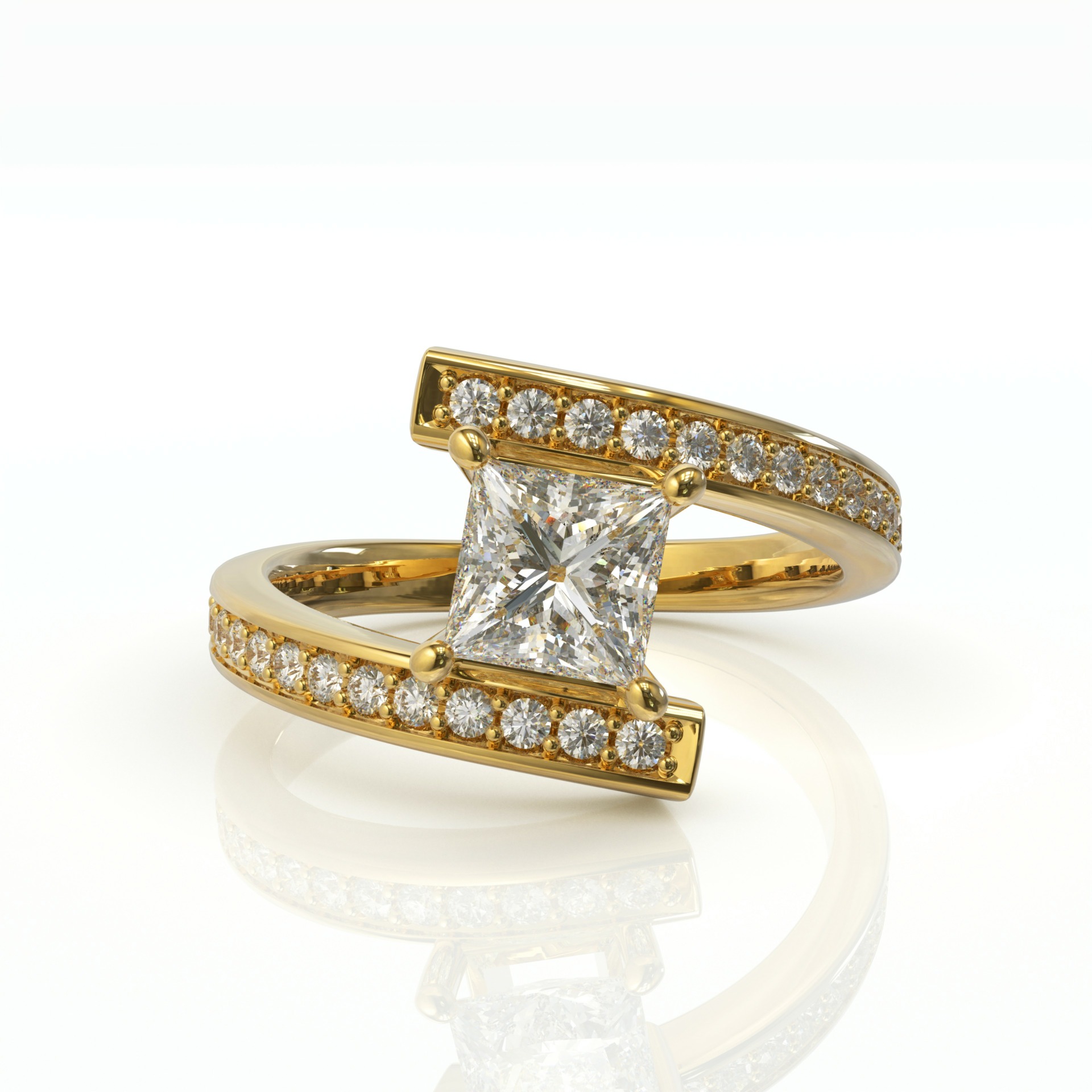 טבעת יהלומים ויהלום פרינסס מרהיבה דגם: אושי