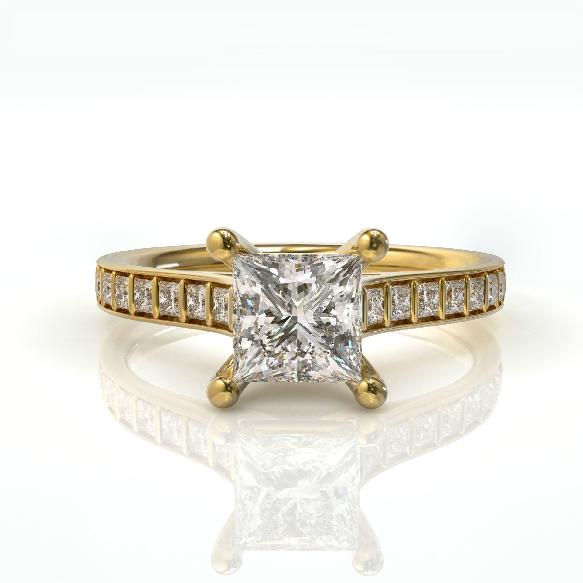  טבעת אירוסין יוקרתית משובצת יהלומי פרינסס דגם: אנג'ל