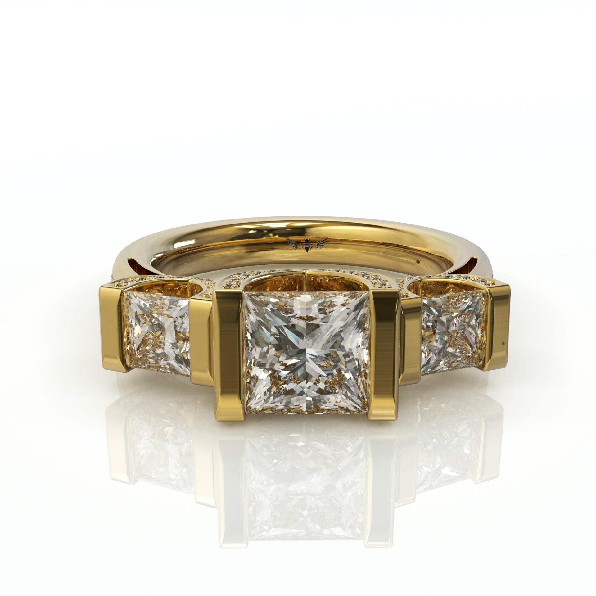  טבעת יוקרתית משובצת שורת יהלומים פרינסס דגם: קלואי