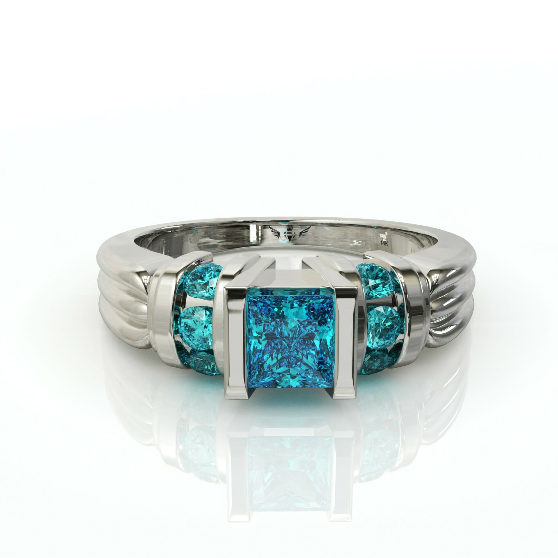 אבני חן אקוואה מרין וטבעת זהב דגם: Mariana