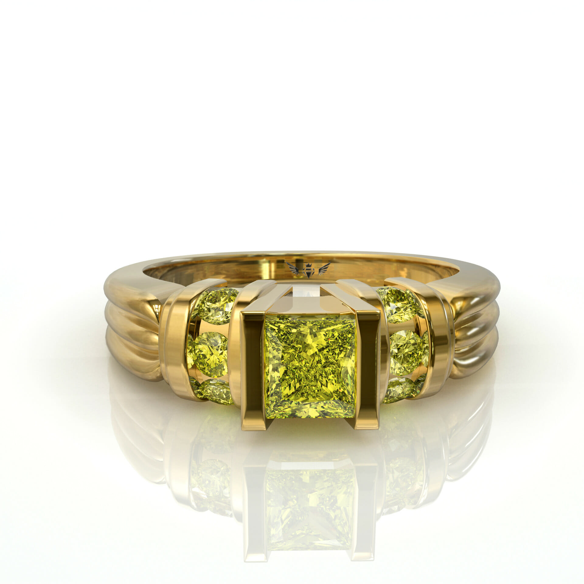 אבני חן סיטרין מושלמות משובצות בטבעת זהב דגם: Ariel