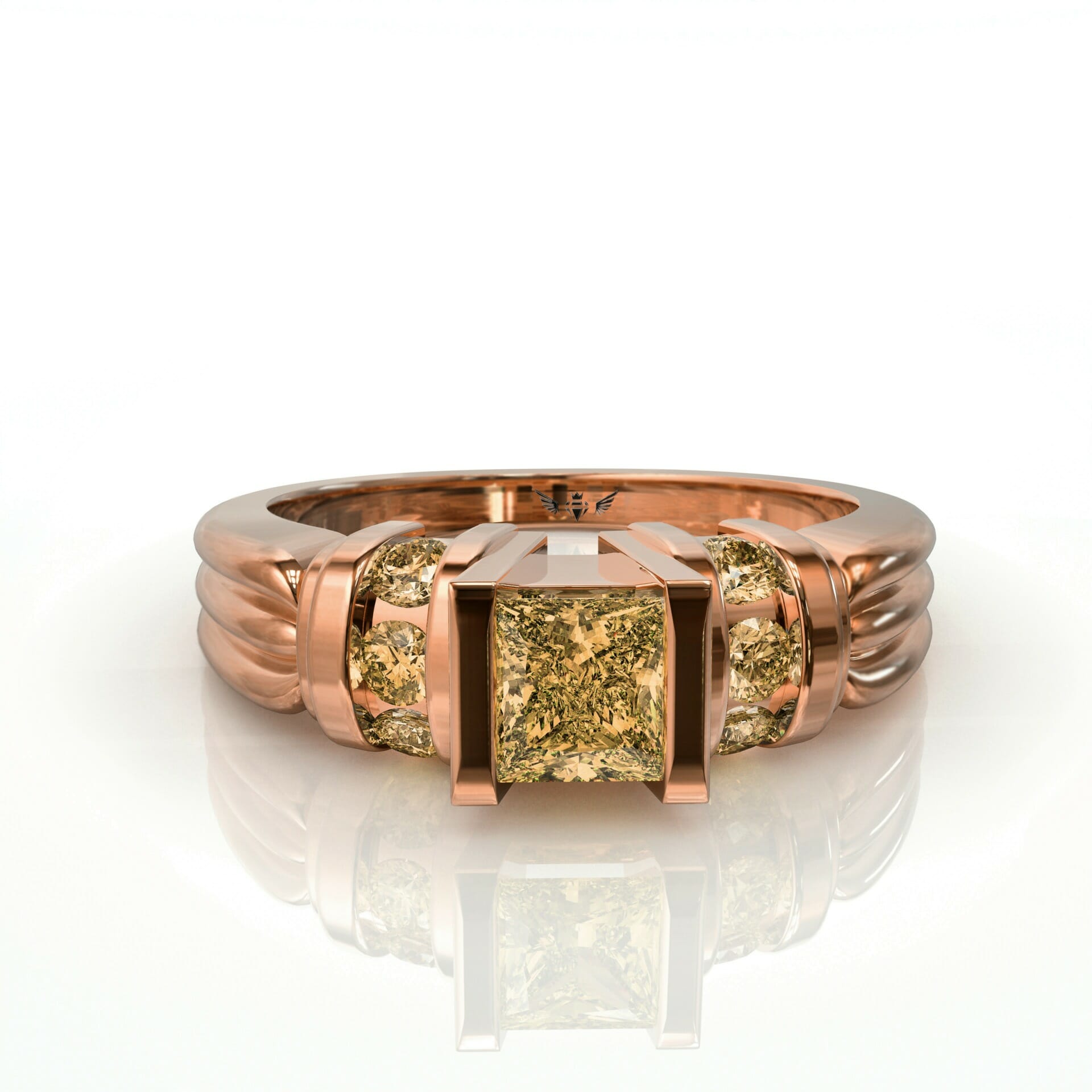 אבני חן סיטרין מושלמות משובצות בטבעת זהב דגם: Ariel