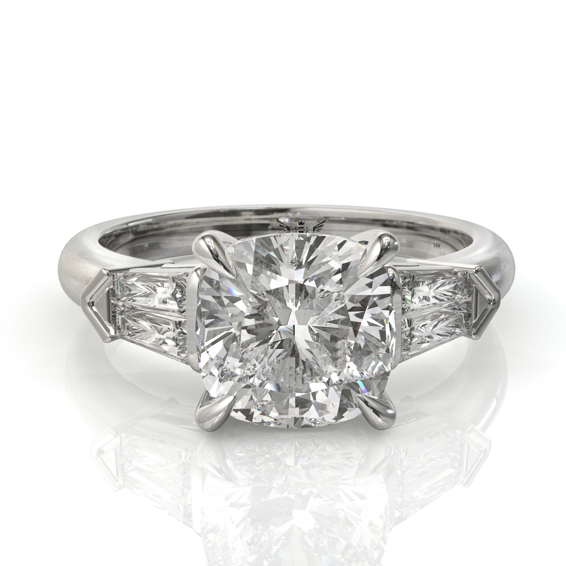 טבעת אירוסין יהלום קושן ובאגט דגם: Sophia