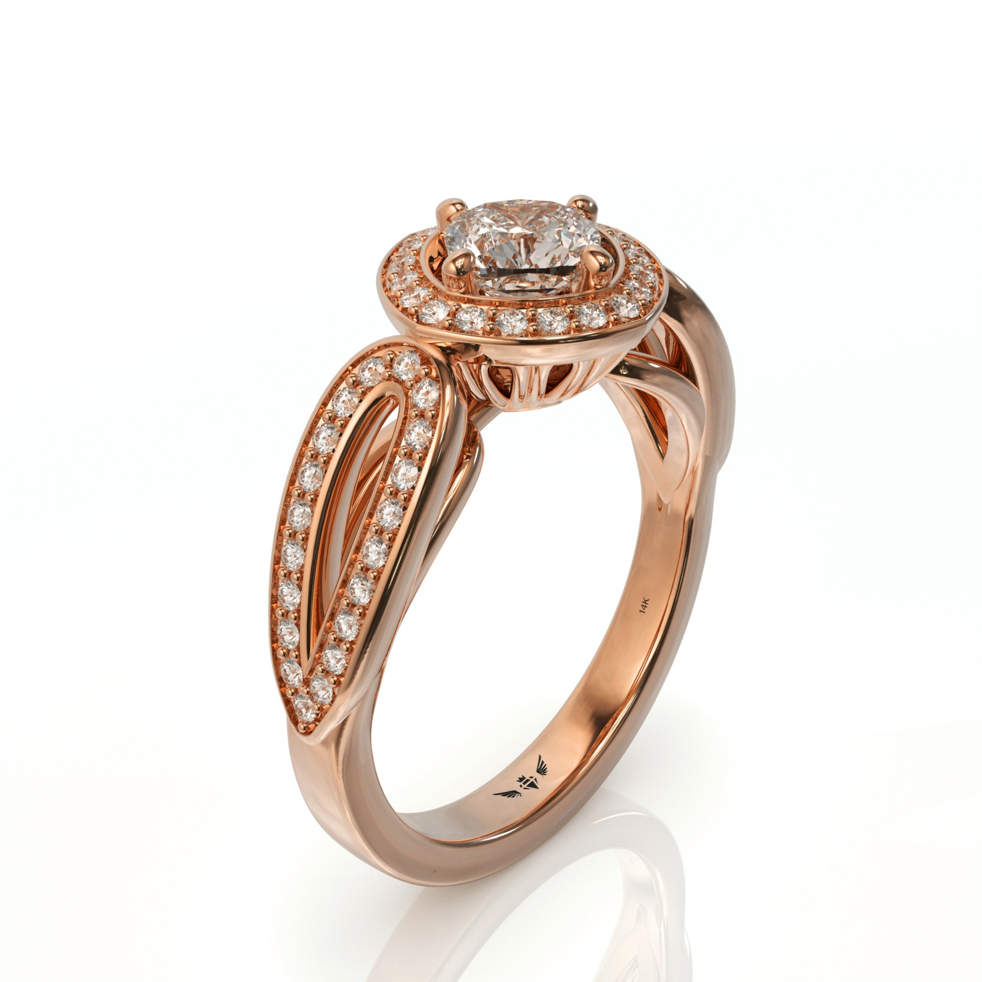 טבעת יוקרתית כפולה ויהלום מרכזי קושן דגם: קלייר