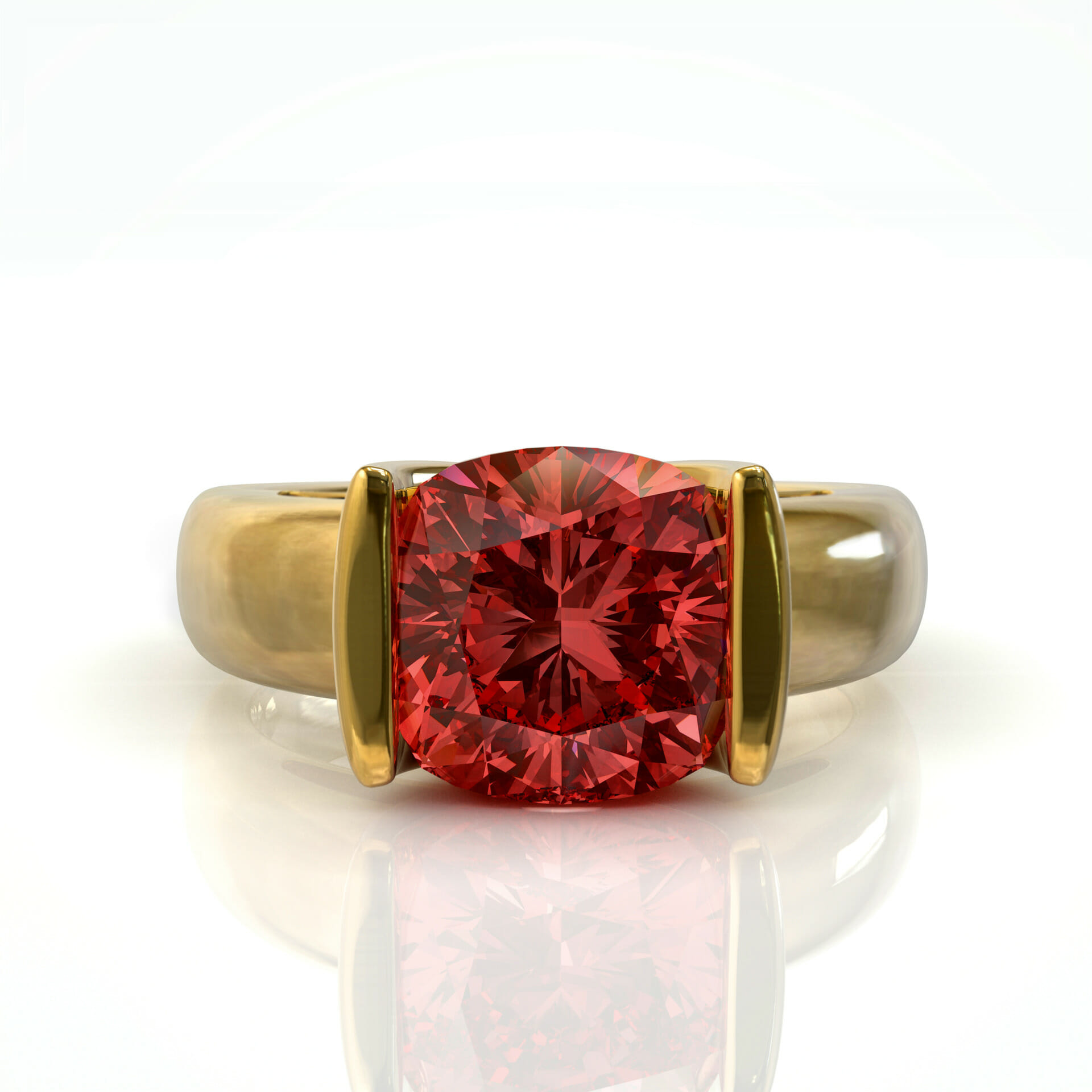 טבעת סוליטר אבן חן רובי בחיתוך קושן דגם: Keren