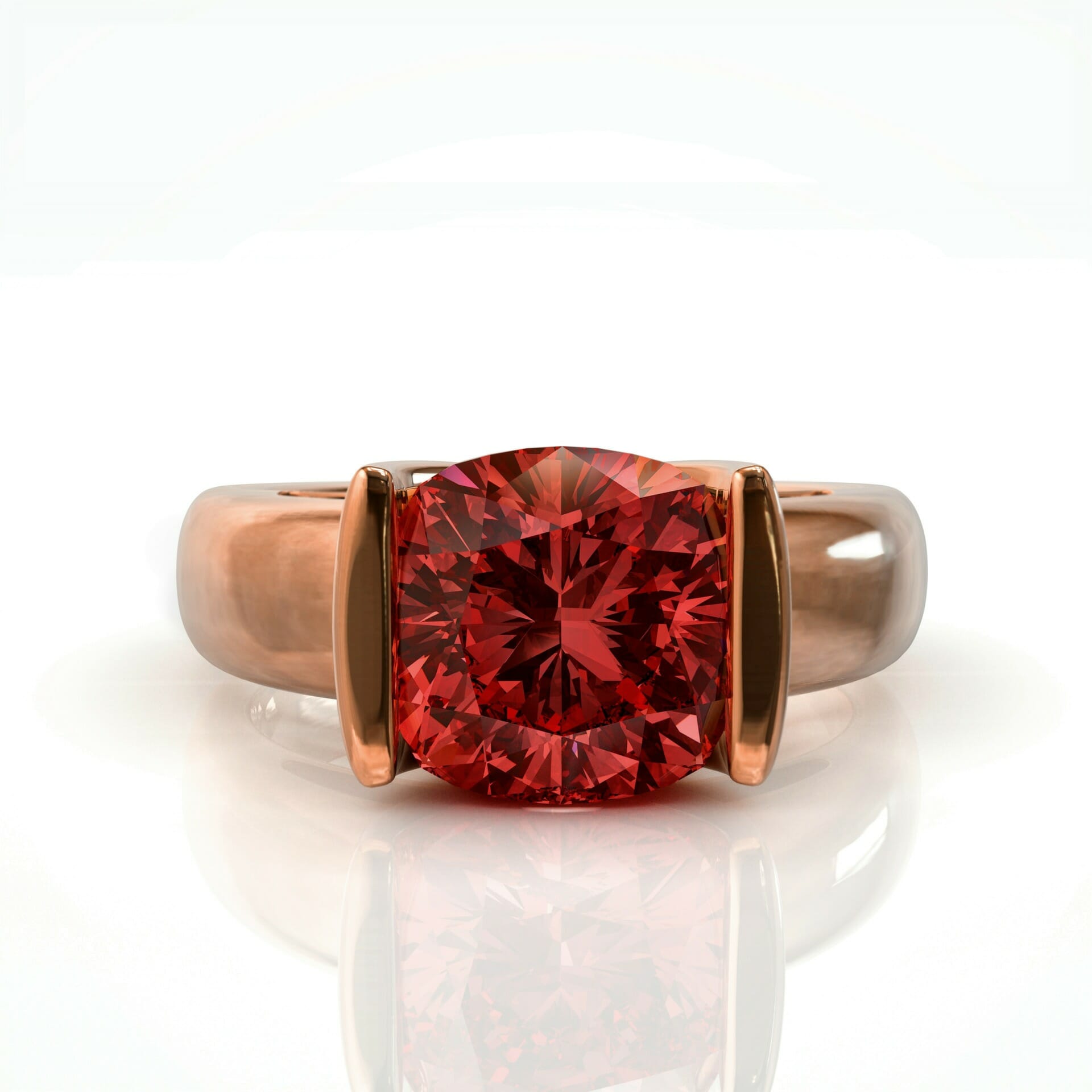 טבעת סוליטר אבן חן רובי בחיתוך קושן דגם: Keren