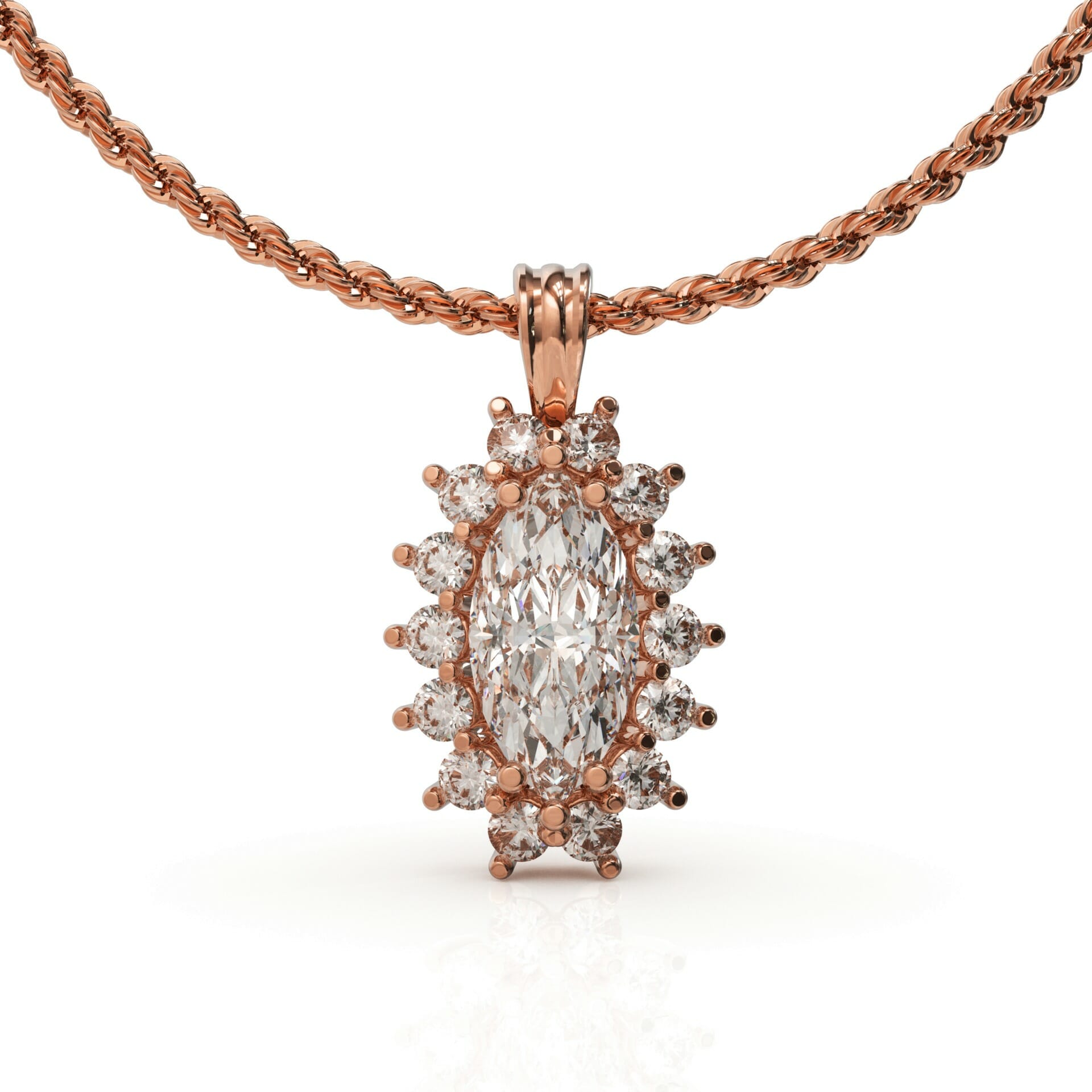 שרשרת זהב משובצת יהלום מרקיזה דגם: Bali