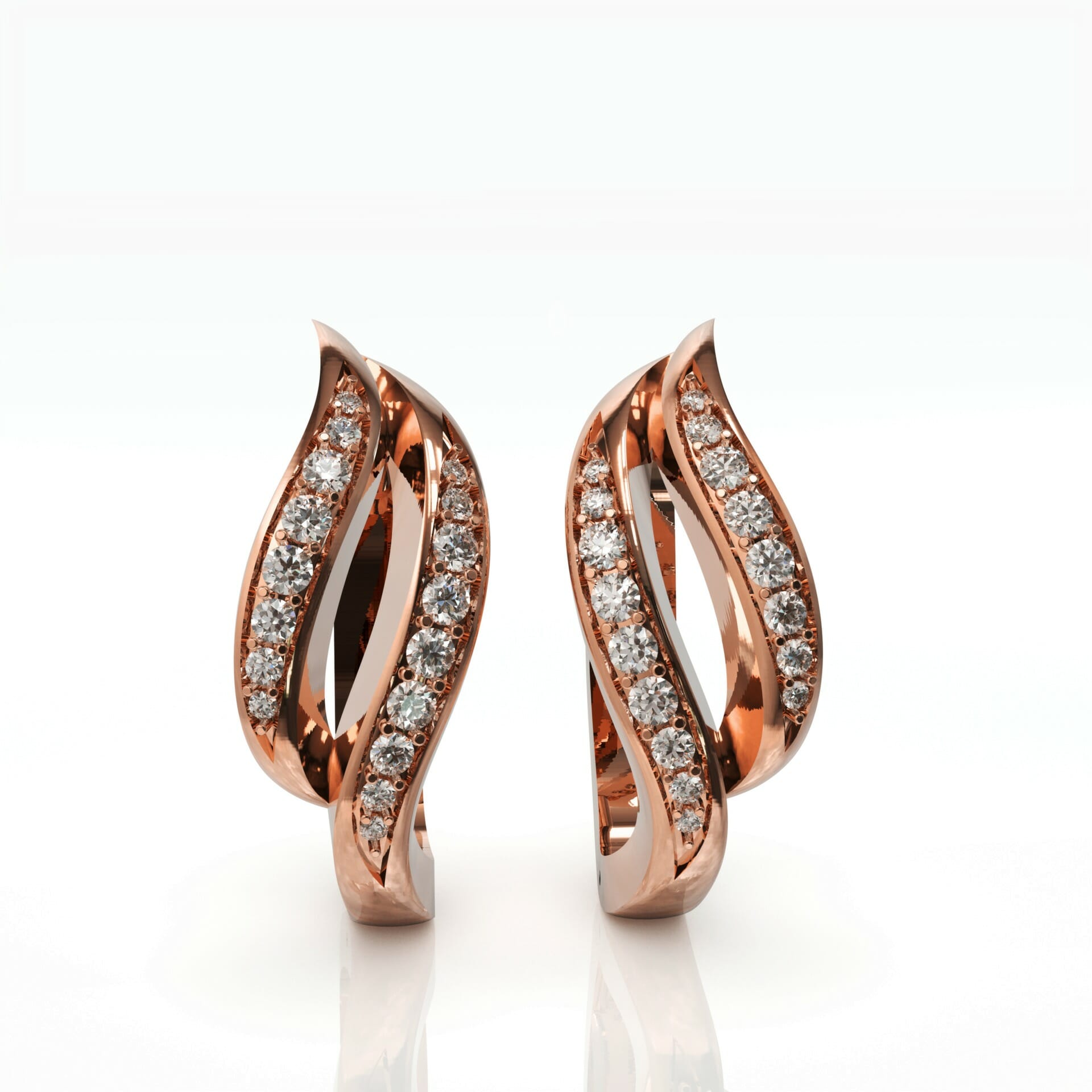 עגילי קליפס אלגנטיות ויהלומים טבעיים דגם: Veronica