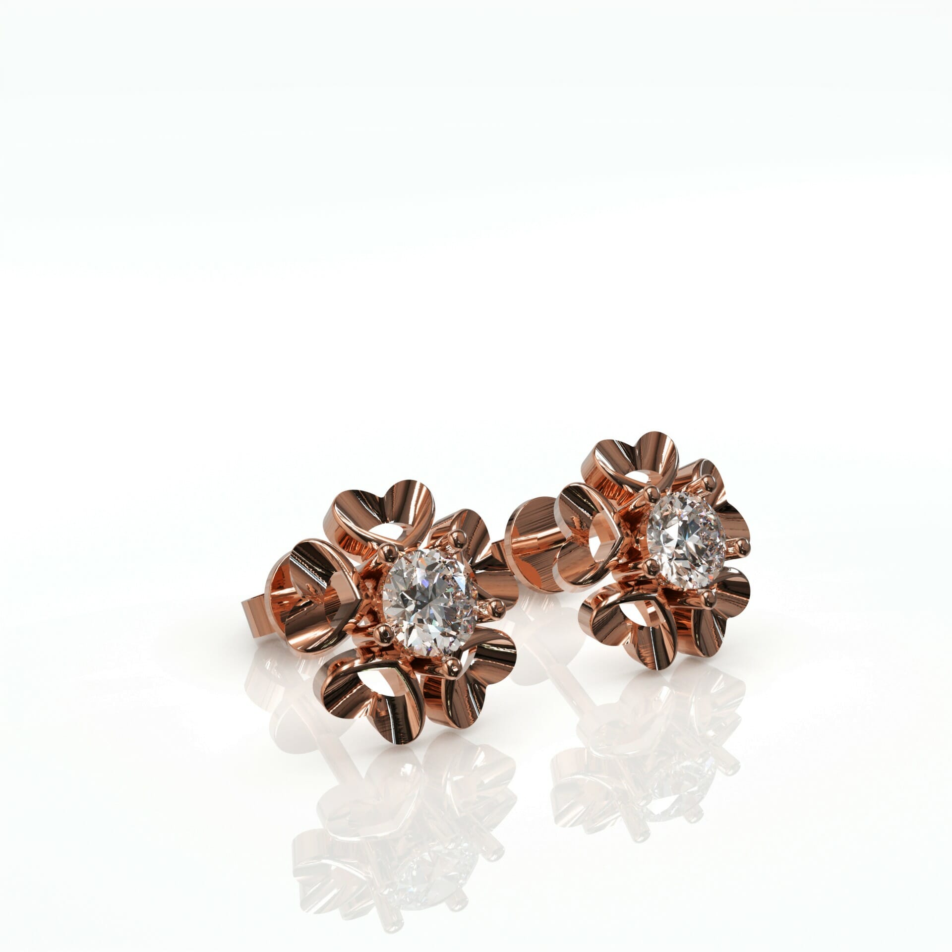 עגילי פרח לבבות ויהלומים דגם: Heaven