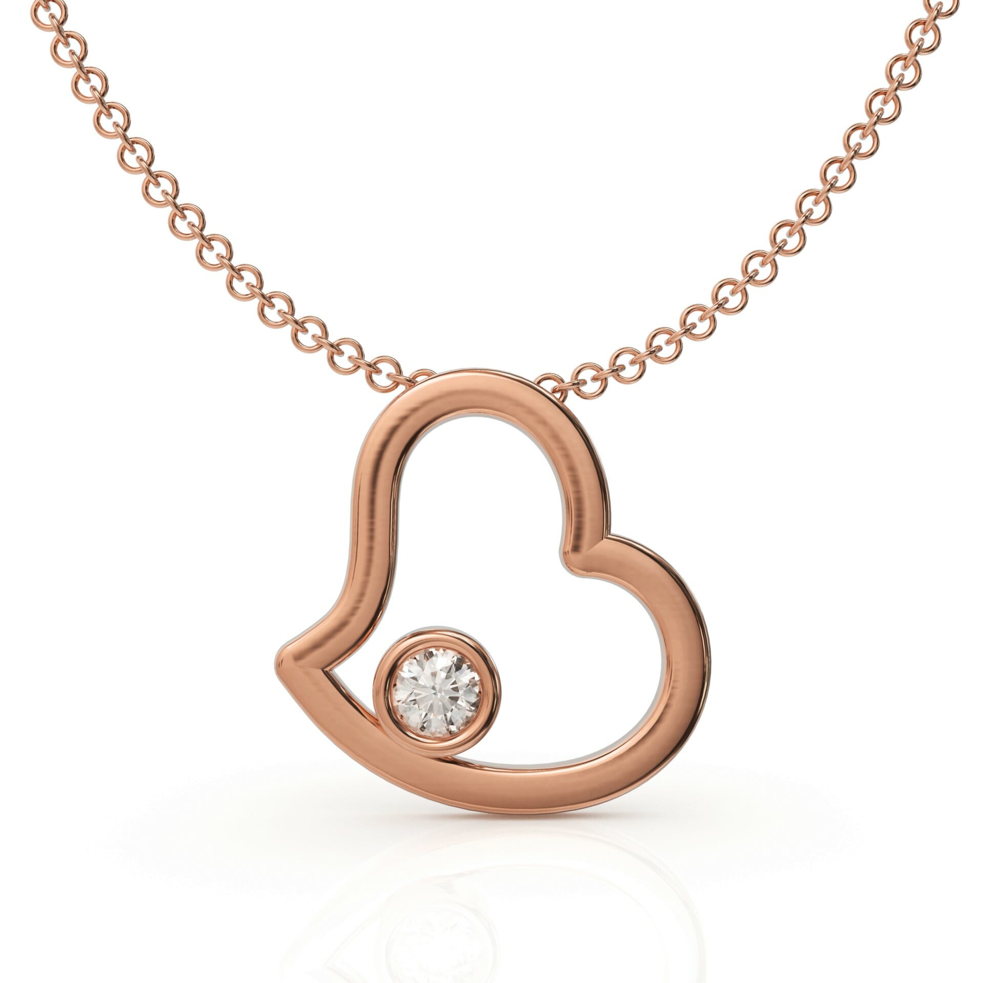 שרשרת לב משובצת יהלום עגול דגם: Amsterdam