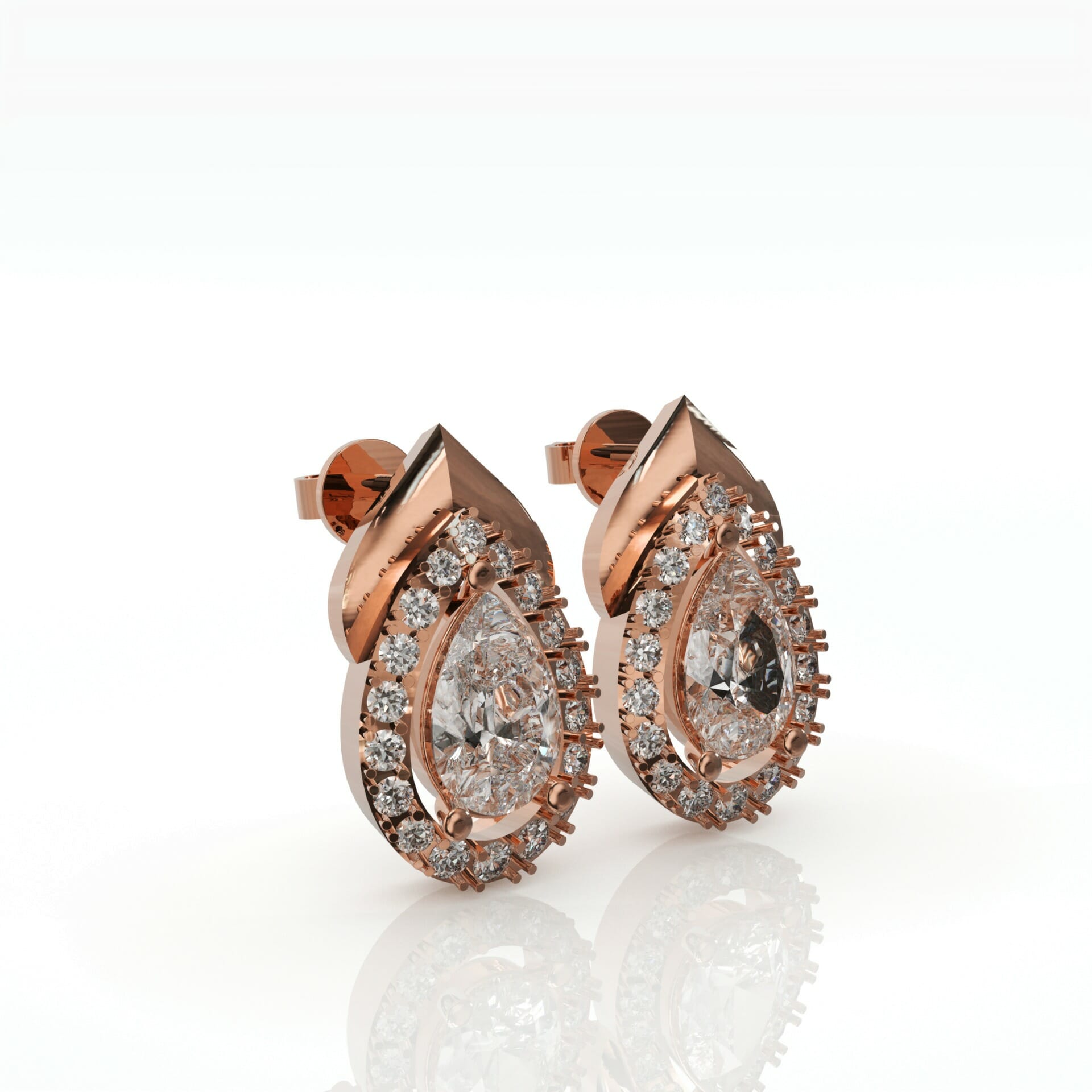 עגילים צמודים משובצים יהלומים בצורת טיפה דגם: Joy