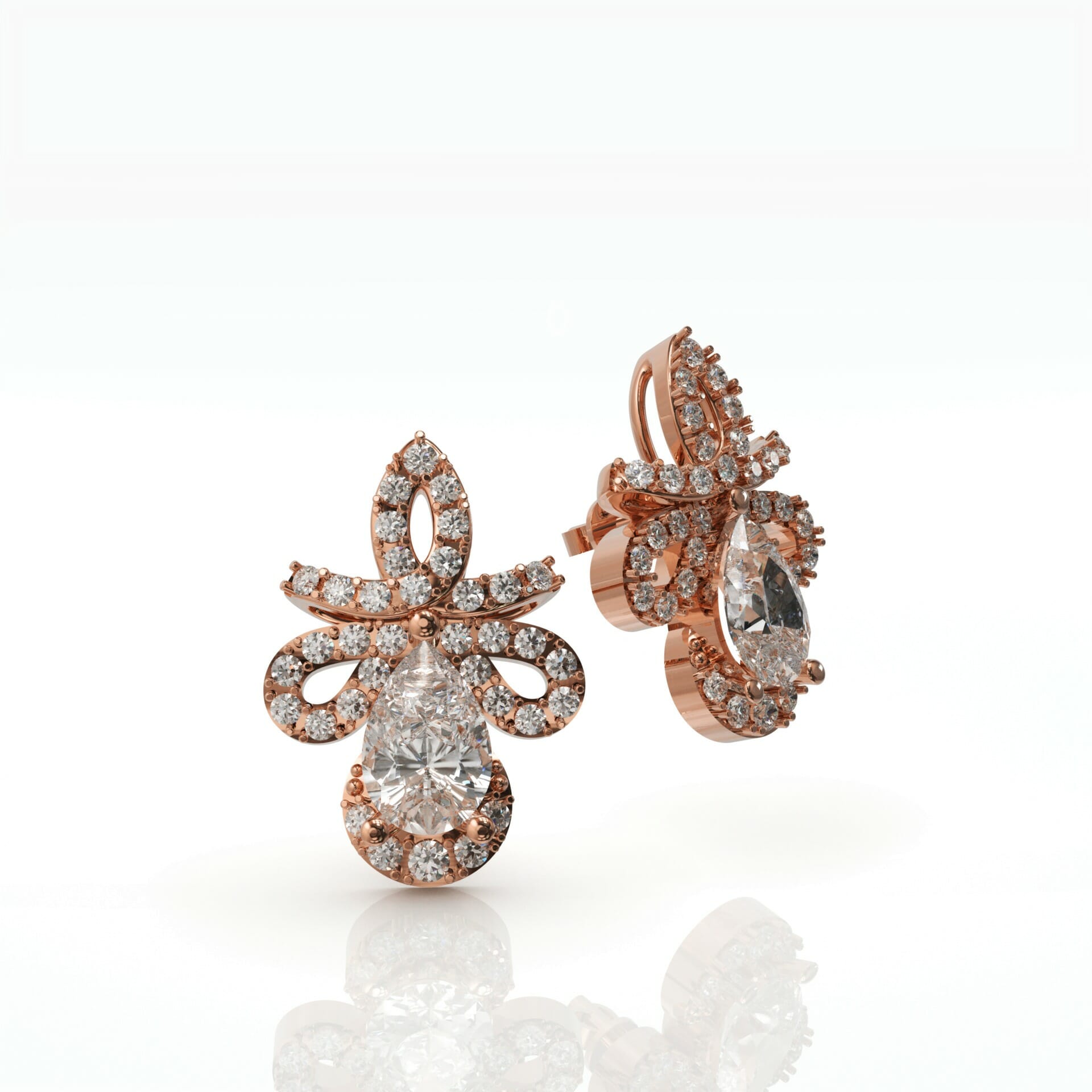 עגילים צמודים פפיון יהלומים דגם: Kate