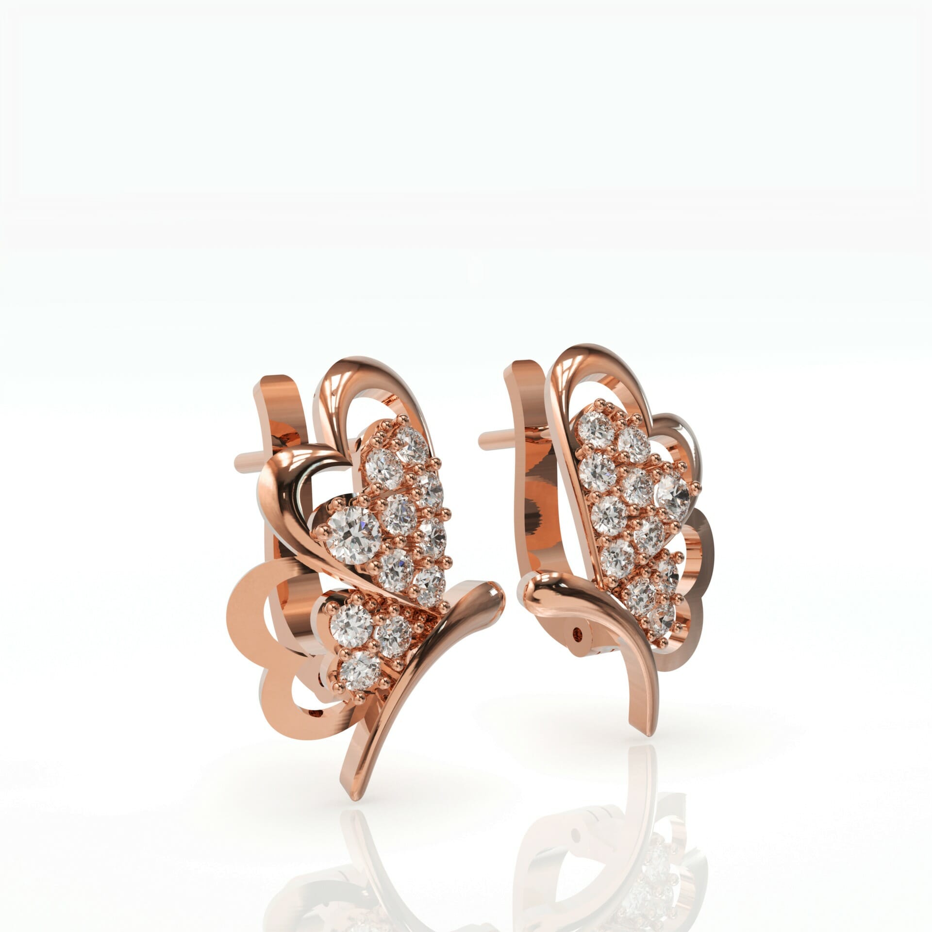 עגילי זהב ויהלומים בעיצוב פרפר דגם: Madilyn