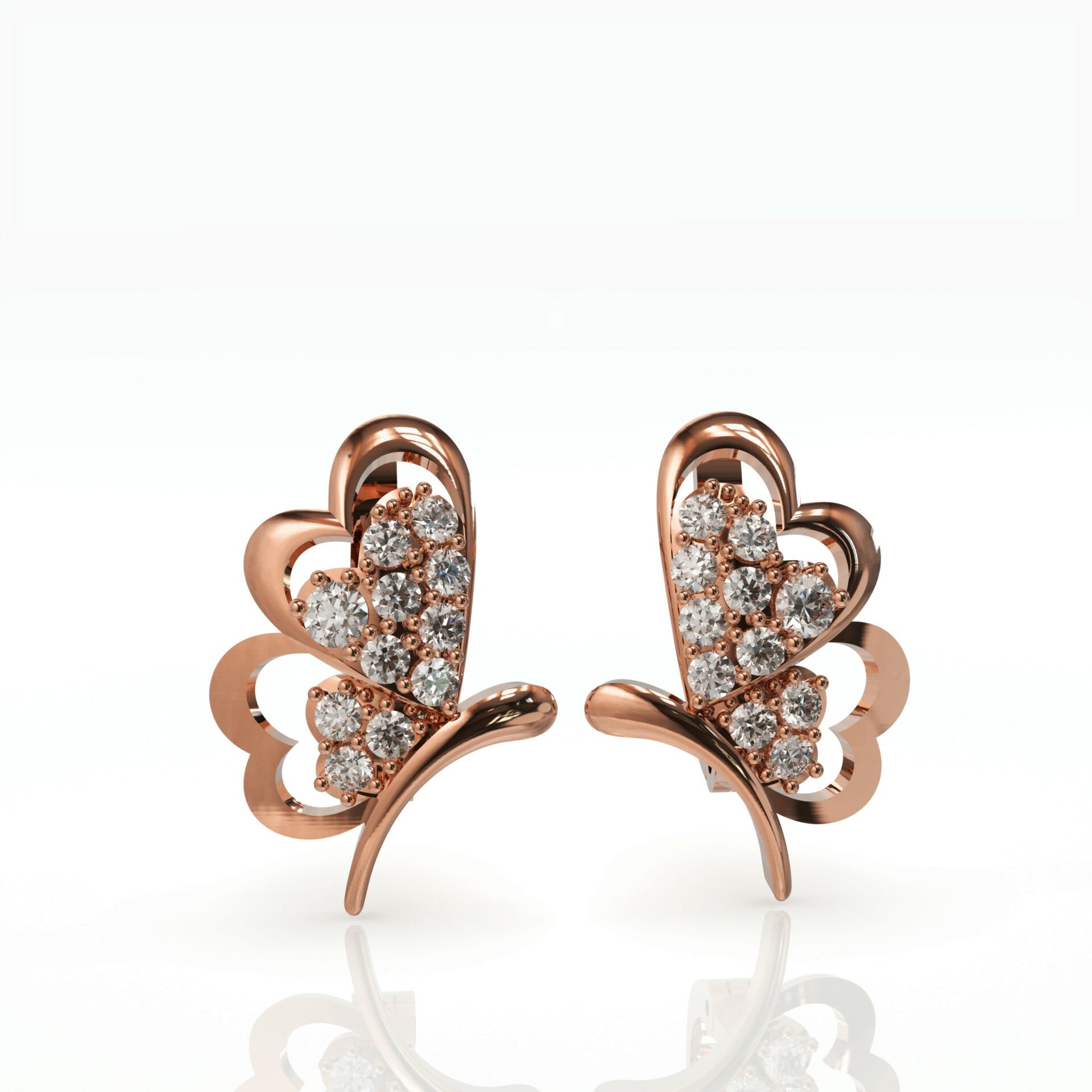 עגילי זהב ויהלומים בעיצוב פרפר דגם: Madilyn