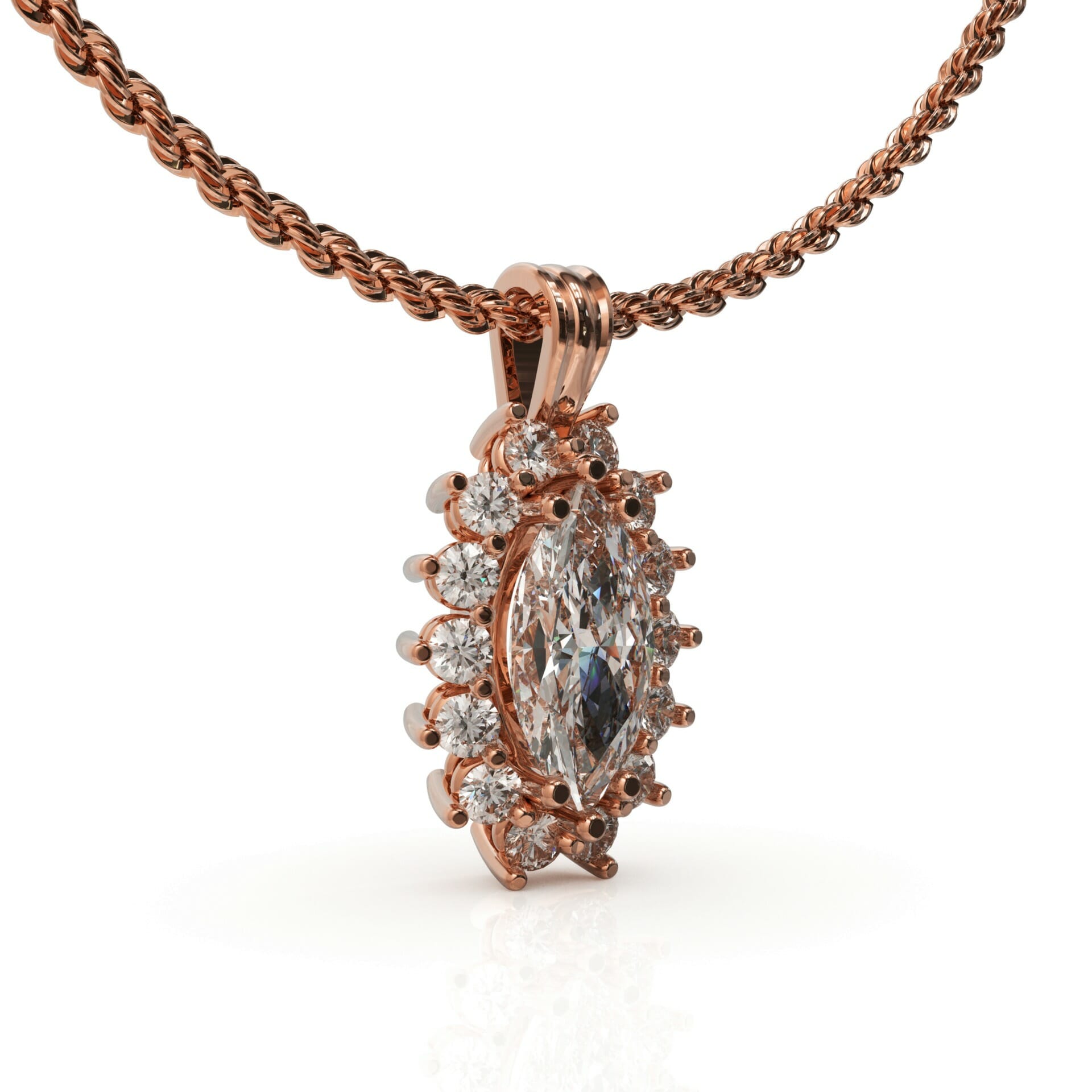 שרשרת זהב משובצת יהלום מרקיזה דגם: Bali