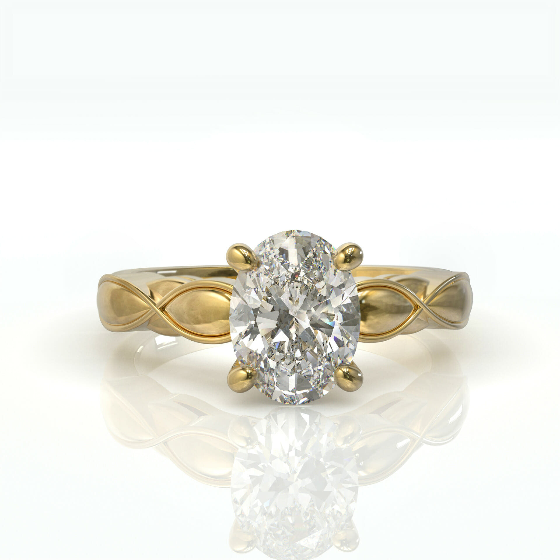 טבעת סוליטר יהלום אובל בעיצוב משגע דגם: מאיה