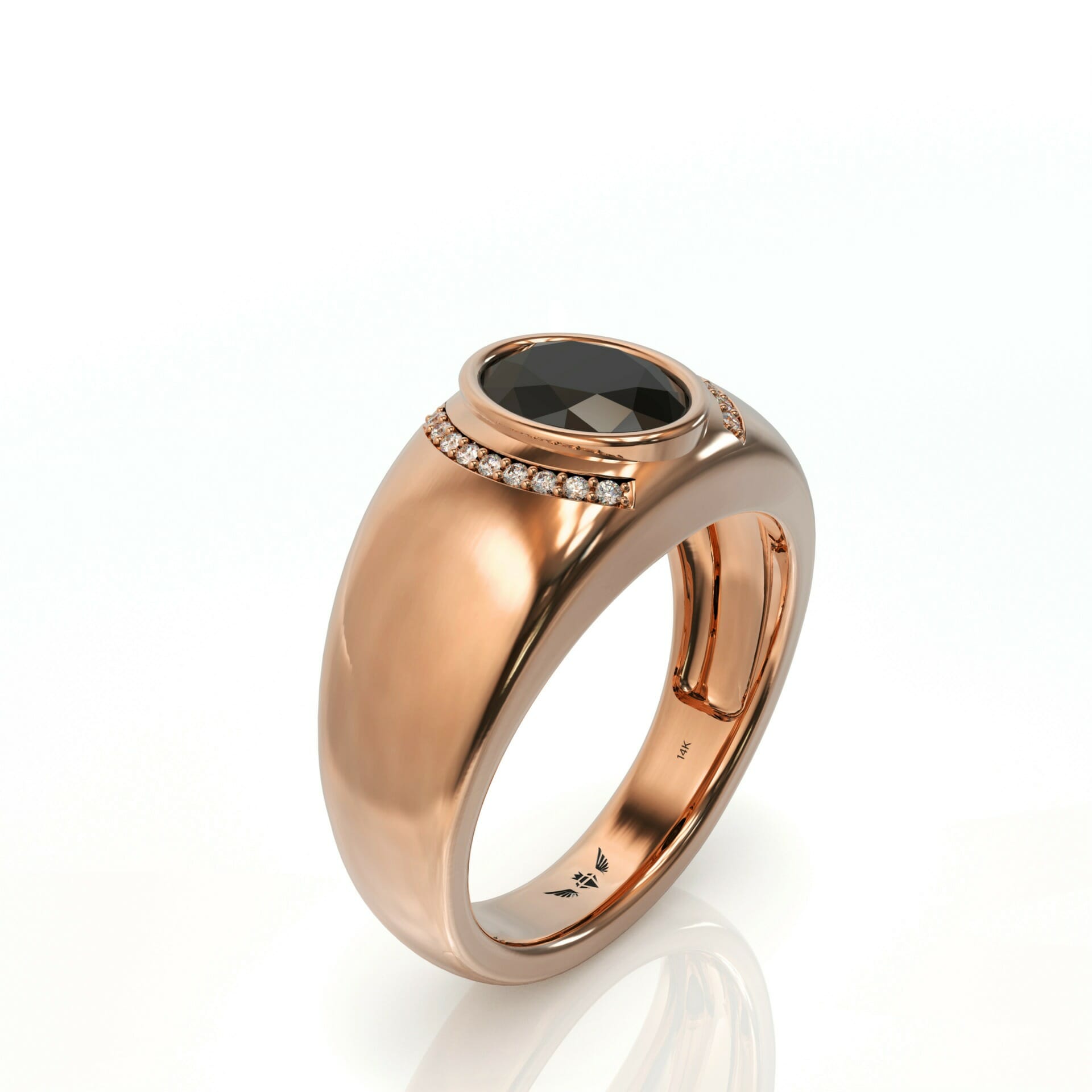 טבעת לגבר יהלומים שחורים ולבנים דגם: Leonardo