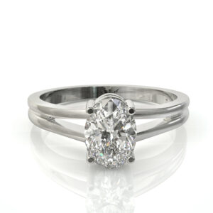 טבעת סוליטר זהב כפולה ויהלום אובל דגם: קווין