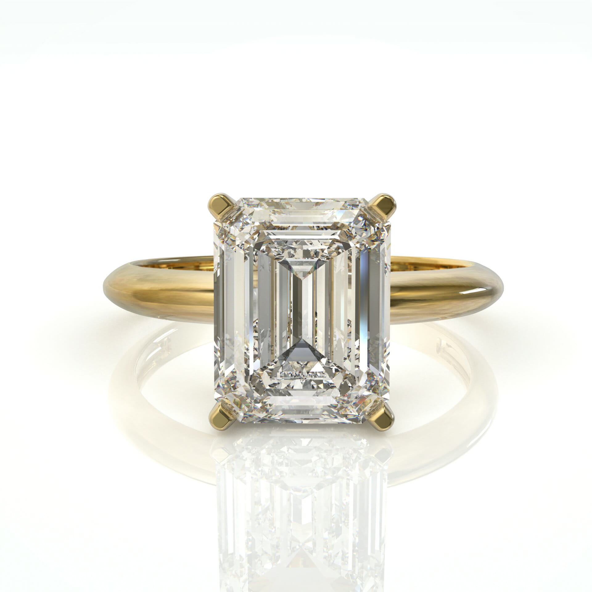 טבעת סוליטר יהלום אמרלד נקי ומיוחד דגם: ליטל