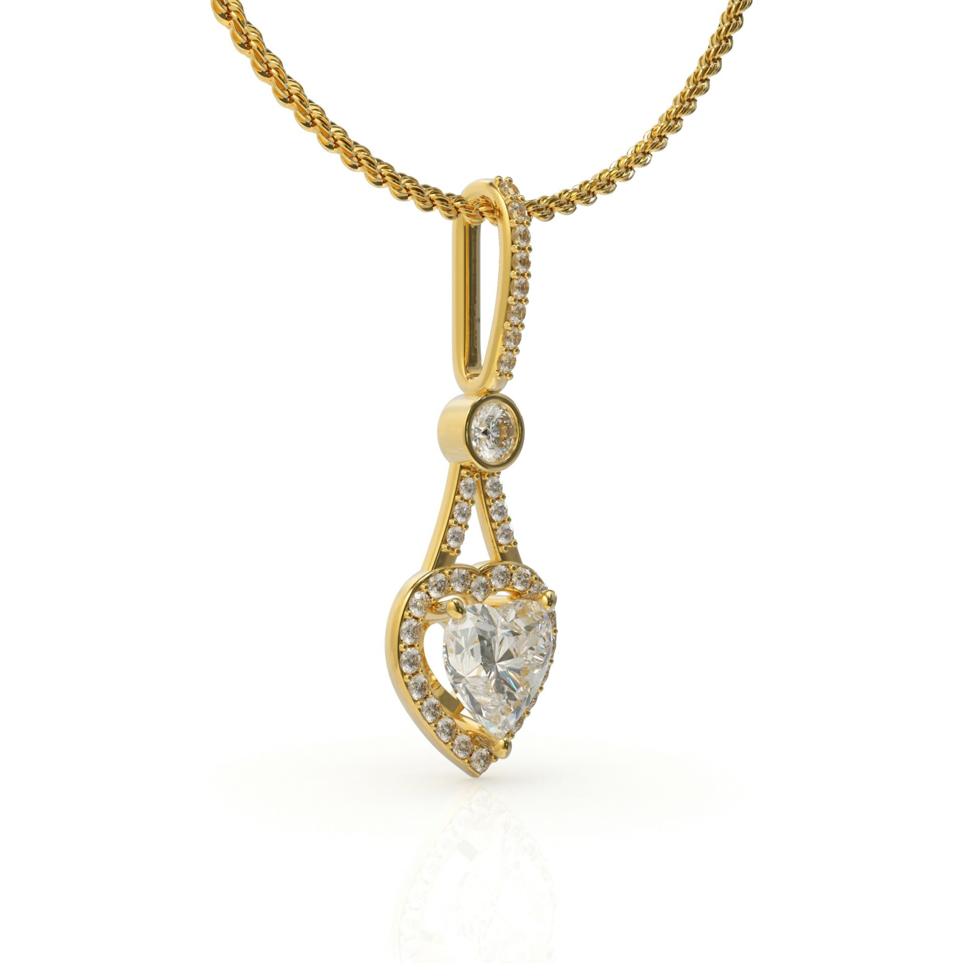 שרשרת זהב משובצת יהלום לב דגם: Dallas