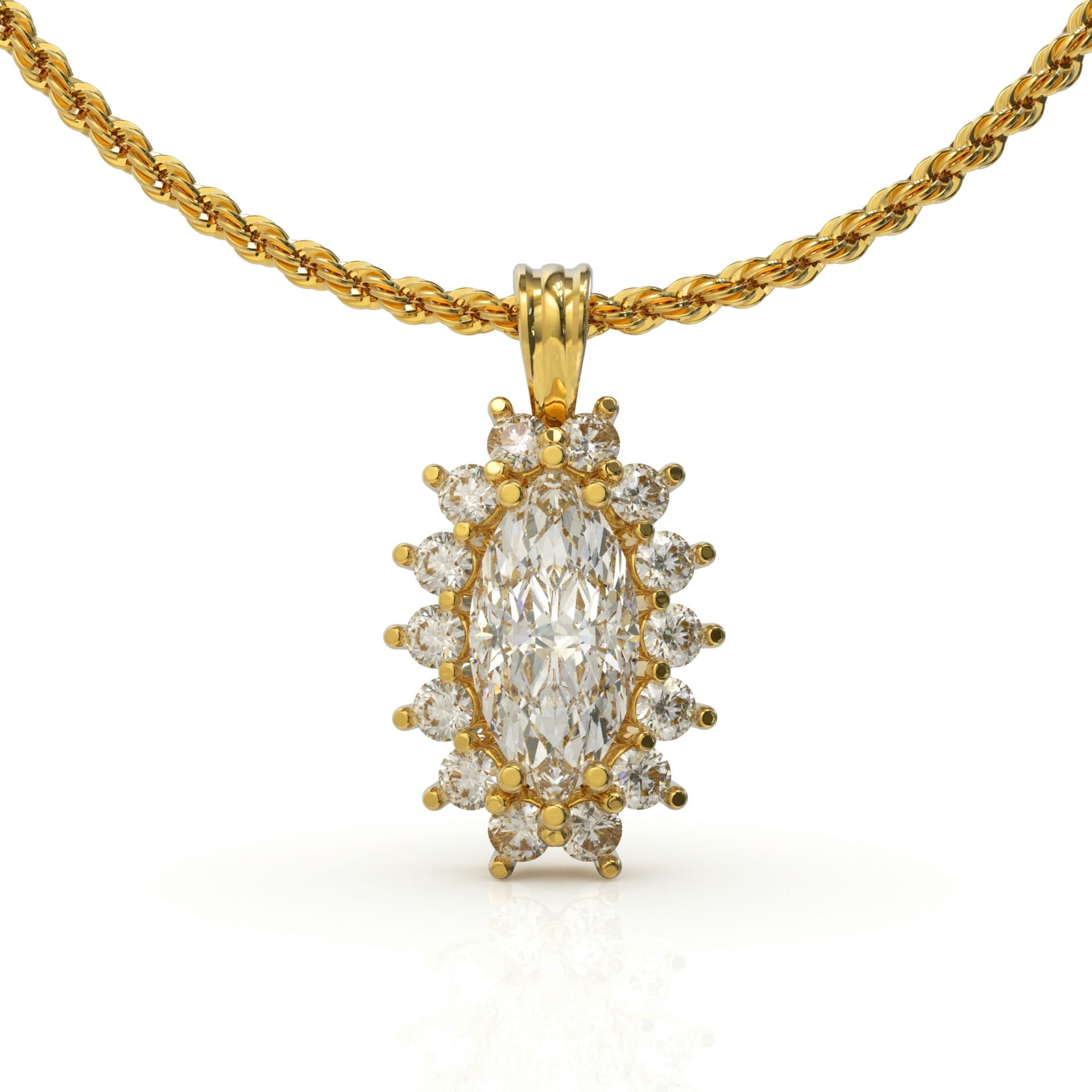 שרשרת זהב משובצת יהלום מרקיזה דגם: Bali