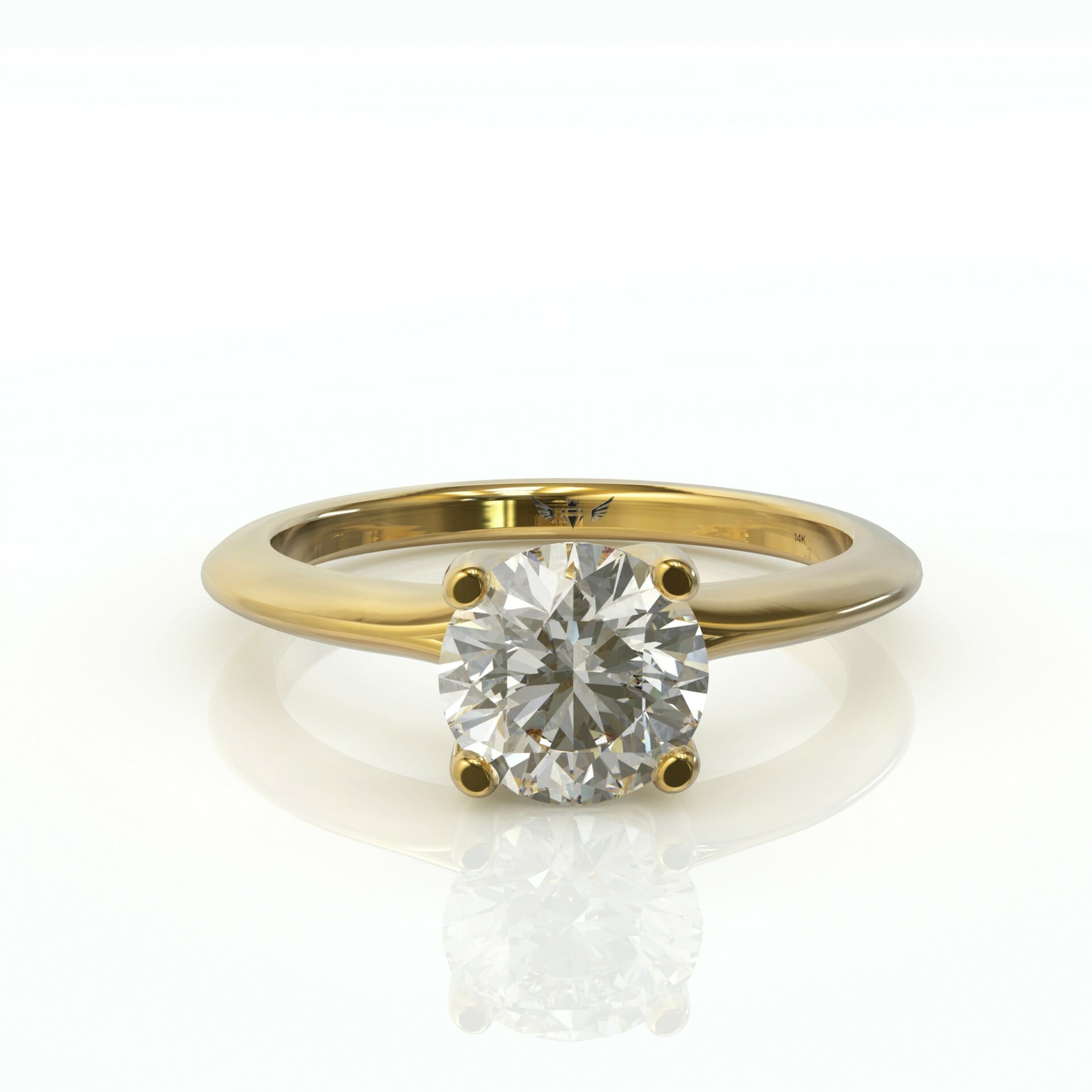 טבעת סוליטר עדינה ויהלום מרכזי עגול דגם: רוז