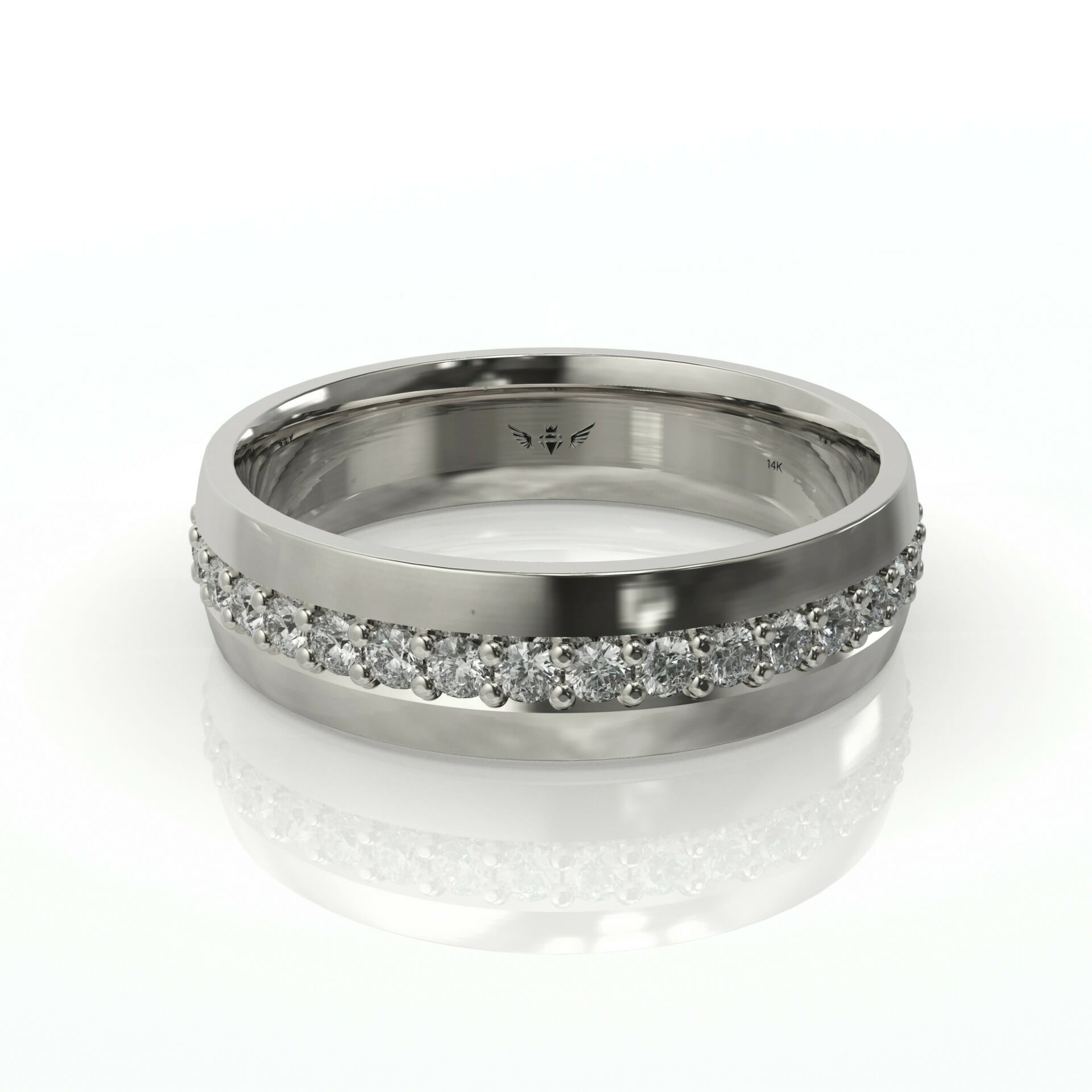 טבעת שורה לגבר יהלומים לבנים דגם: Ran