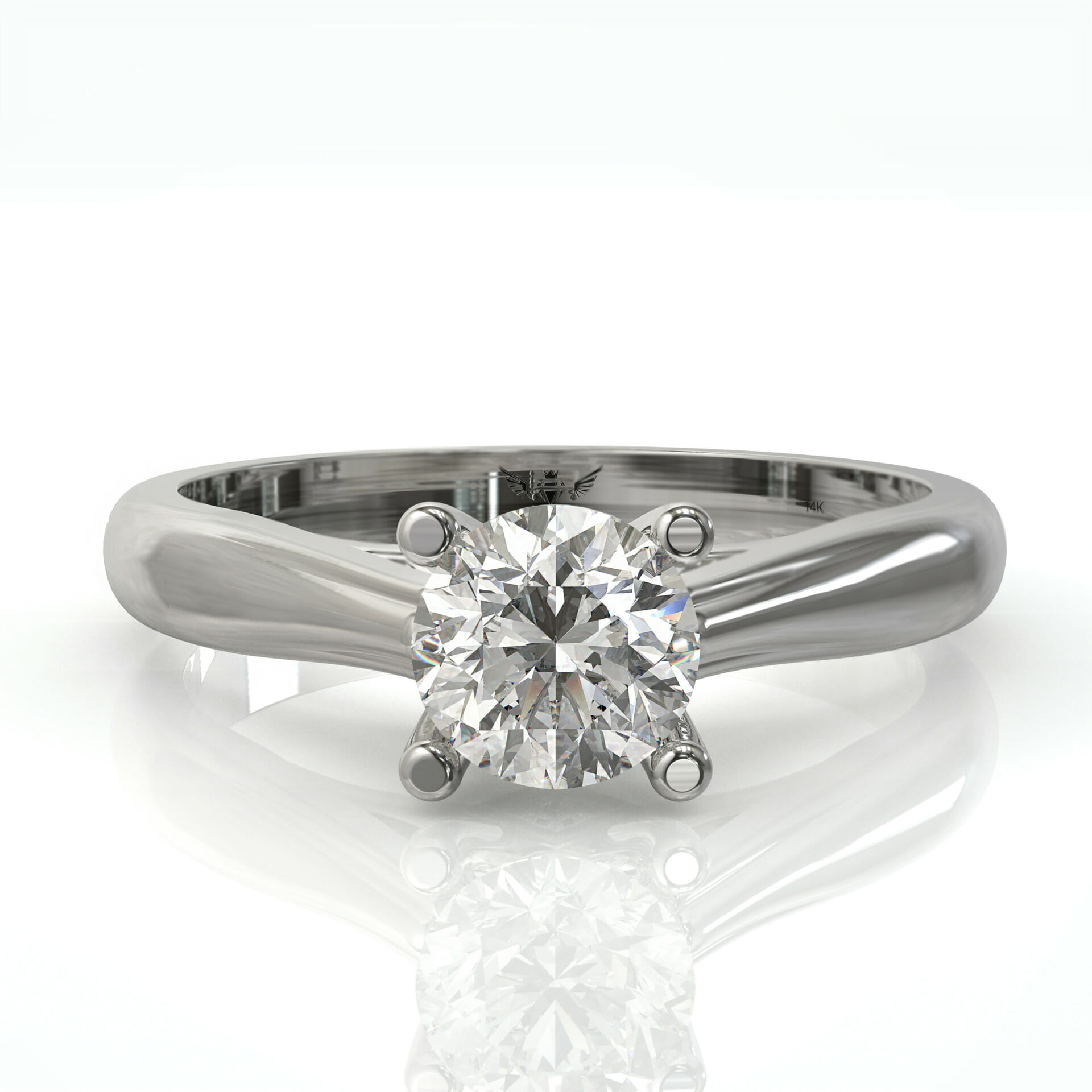 טבעת סוליטר יהלום עגול ויהלומי פרינסס דגם: סידני