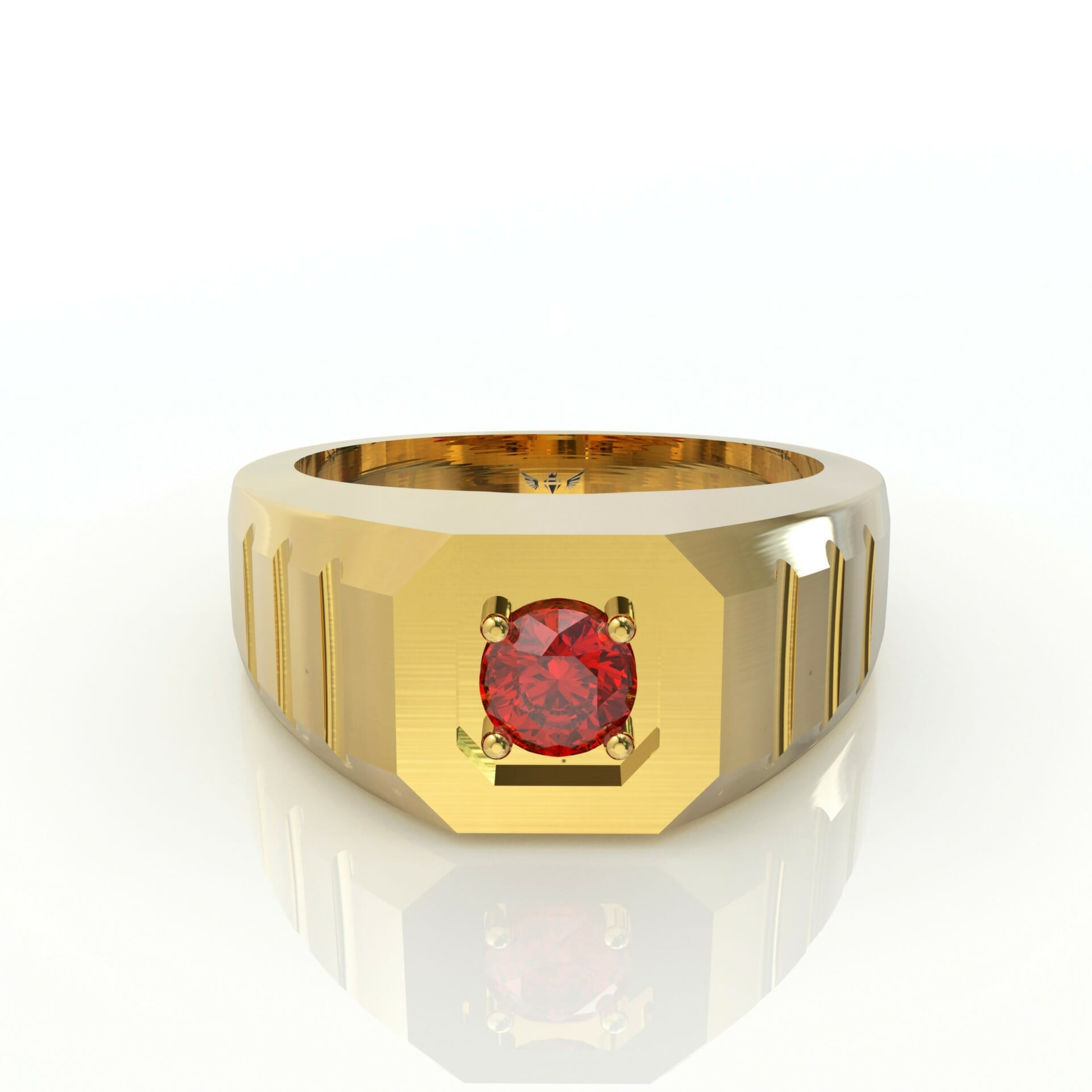 טבעת יוקרה לגבר משובצת אבן חן רובי דגם: Leon