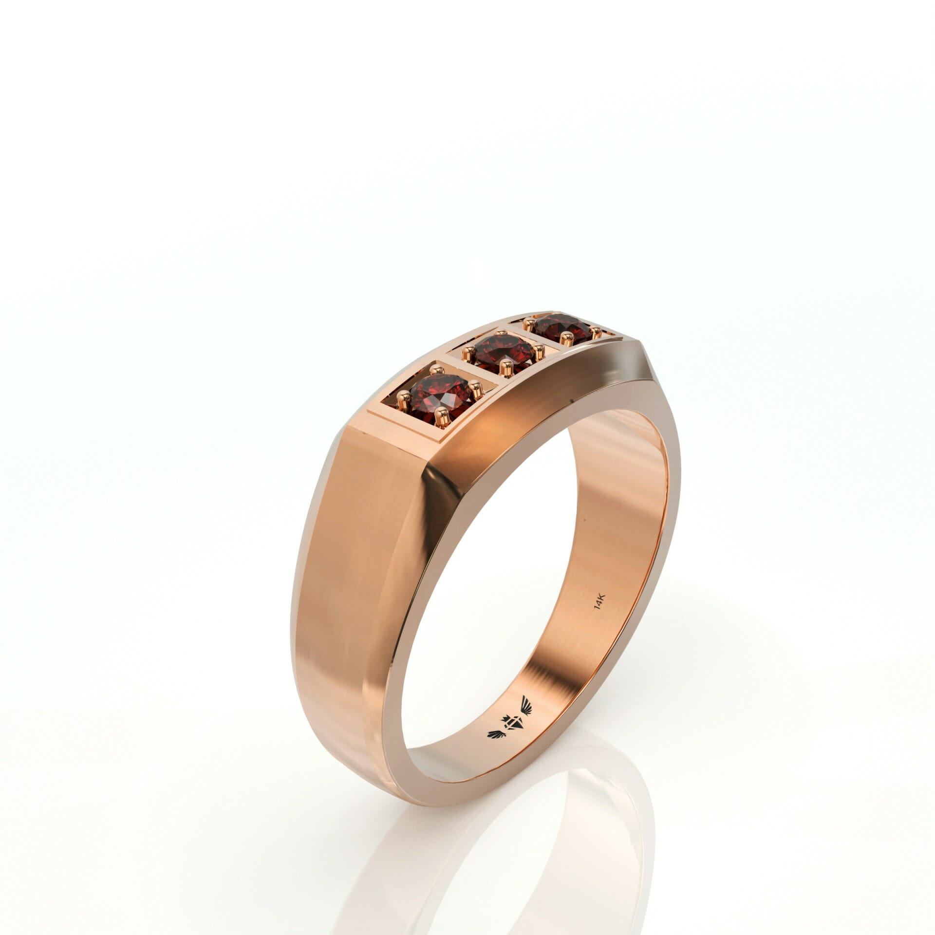 טבעת זהב לגבר משובצת אבני חן רובי דגם: דניאל