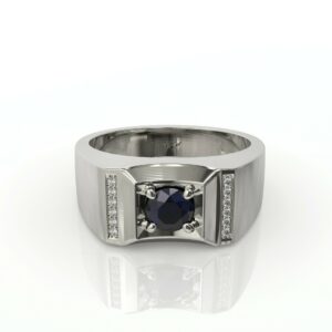 טבעת לגבר יהלומים שחורים ולבנים דגם: לואי