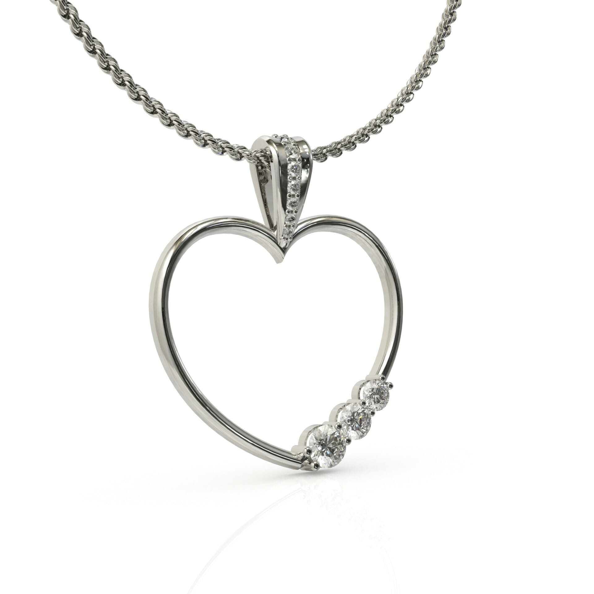 שרשרת לב קלאסית משובצת יהלומים דגם: Vegas