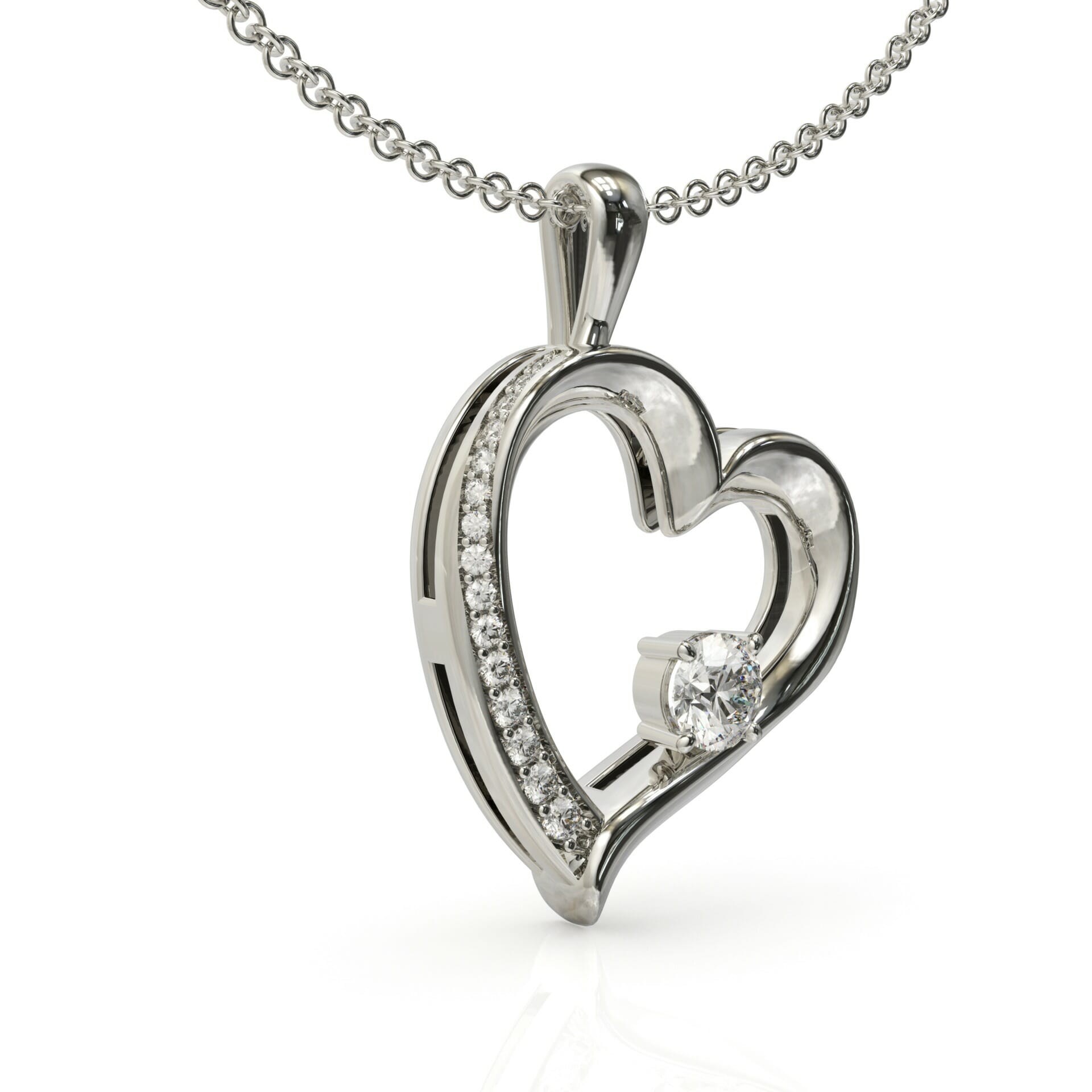 שרשרת לב עדינה משובצת יהלומים דגם: London